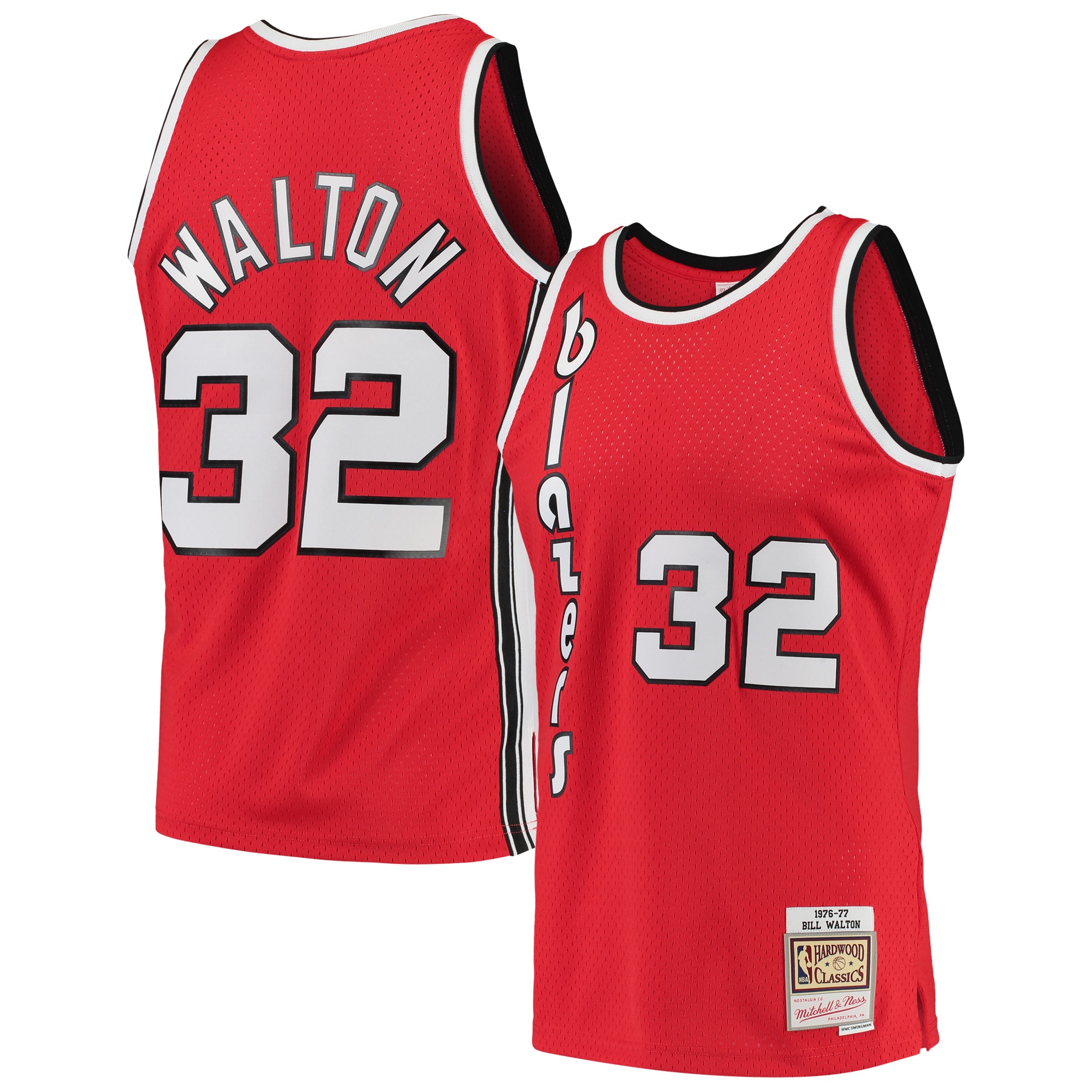 Men's Mitchell & Ness Bill Walton Red Portland Trail Blazers 1976-77 Hardwood Classics Swingman Player Jersey - JS752 
