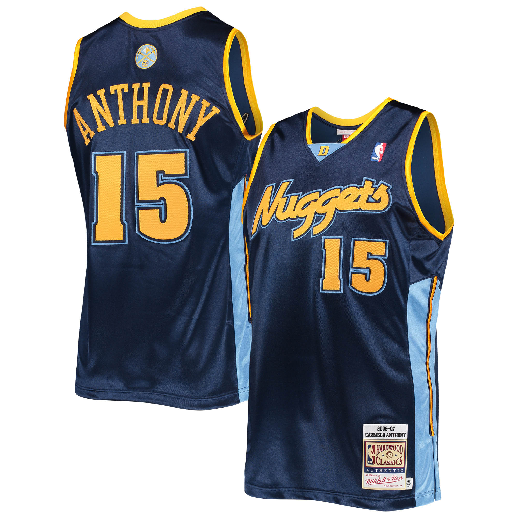 Men's Mitchell & Ness Carmelo Anthony Navy Denver Nuggets Hardwood Classics Authentic 2006 Jersey