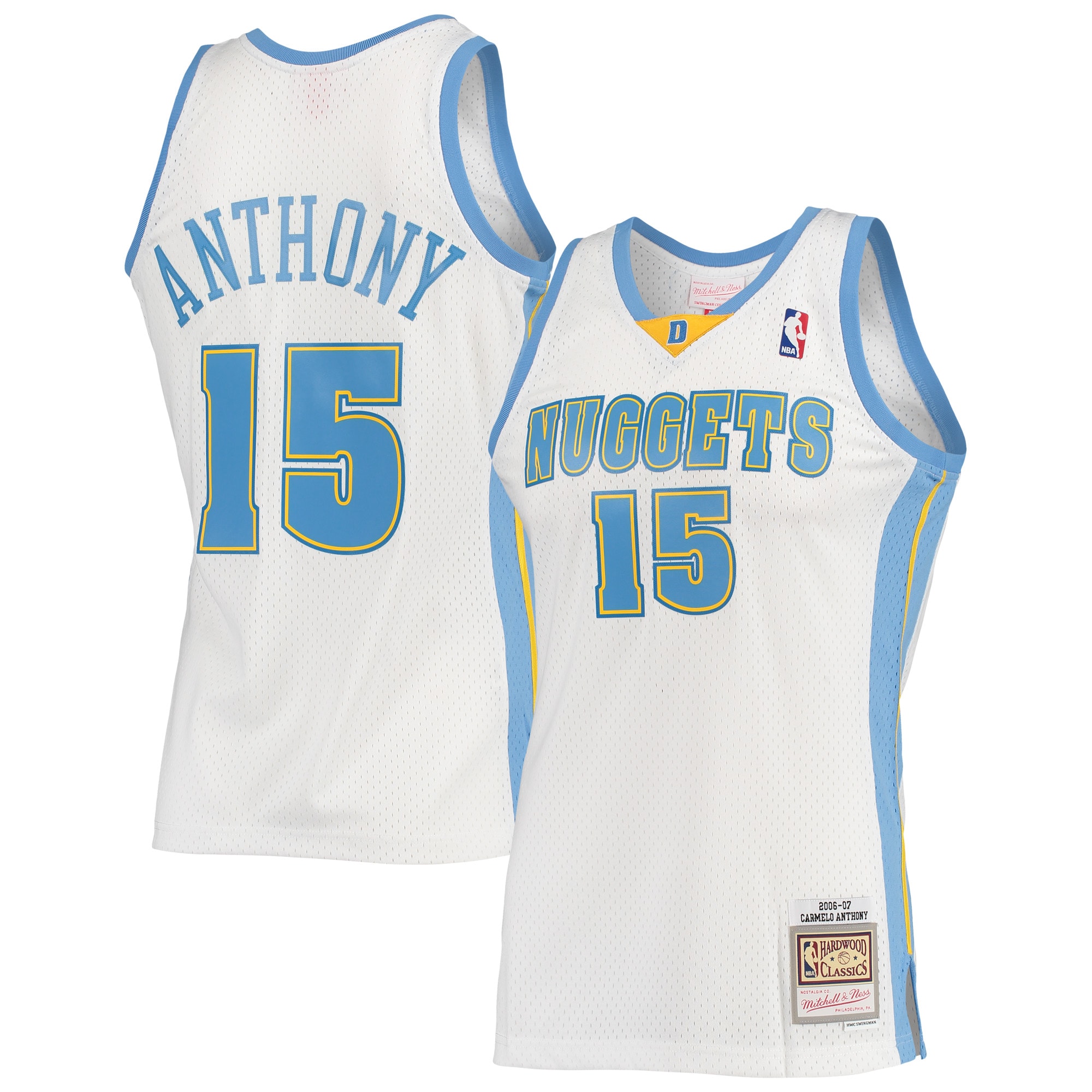 Men's Mitchell & Ness Carmelo Anthony White Denver Nuggets 2006-07 Hardwood Classics Swingman Jersey