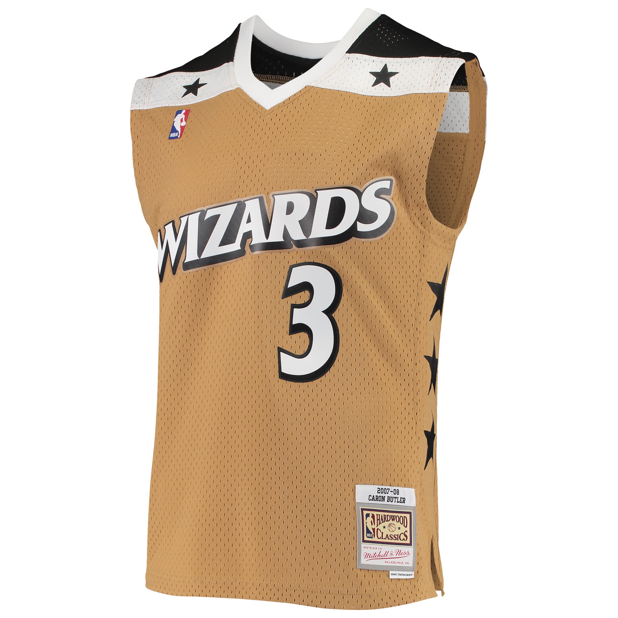 Alternative view of Men's Mitchell & Ness Caron Butler Gold Washington Wizards 2007-08 Hardwood Classics Swingman Jersey - JS946 