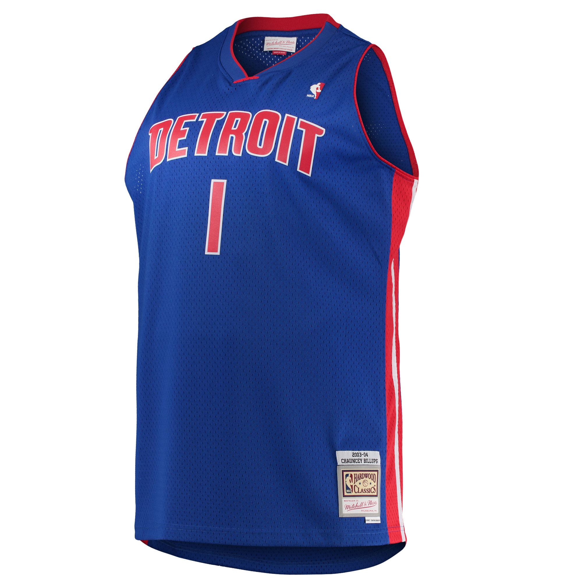 Alternative view of Men's Mitchell & Ness Chauncey Billups Blue Detroit Pistons 2003/04 Big & Tall Hardwood Classics Swingman Jersey - JS713 