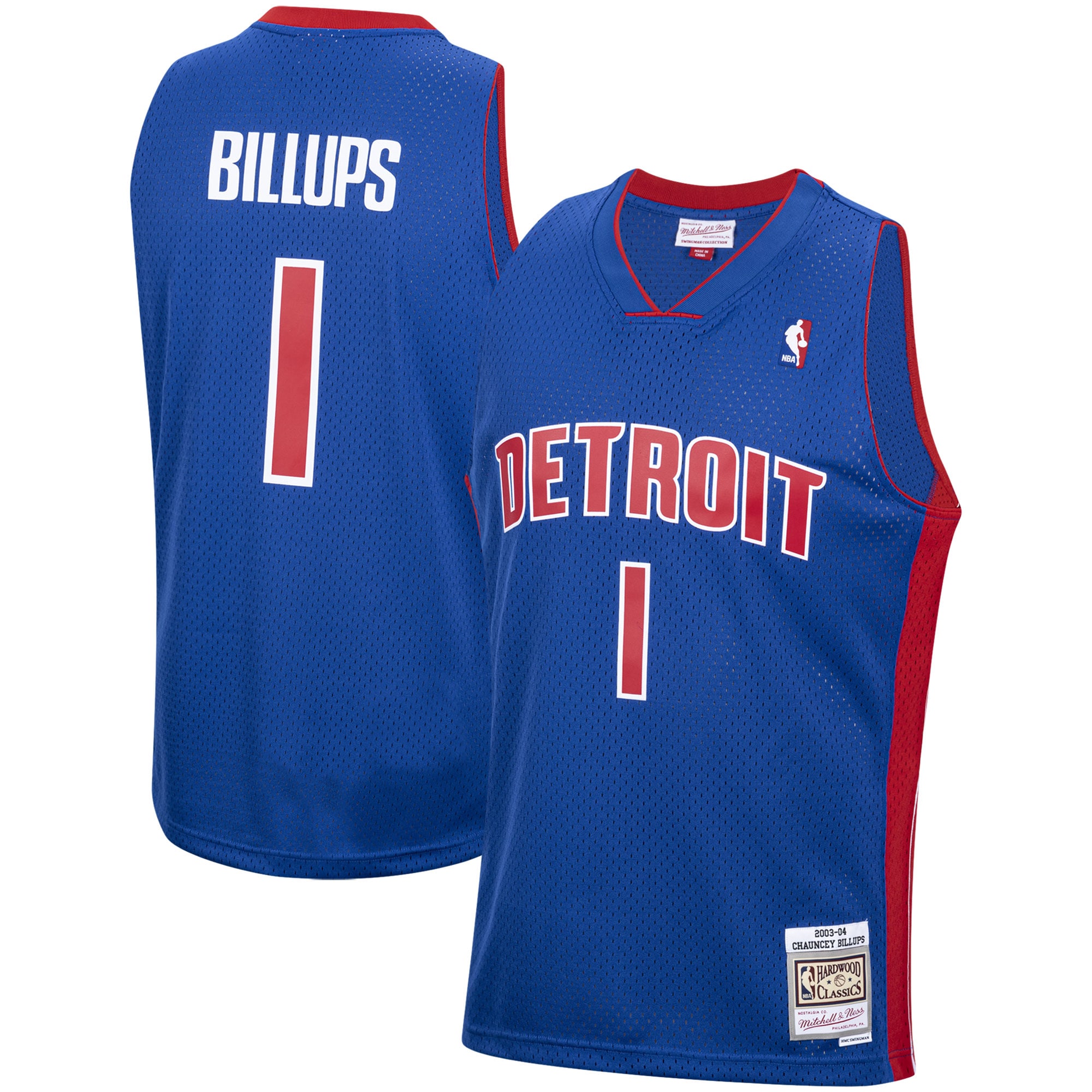 Men's Mitchell & Ness Chauncey Billups Royal Detroit Pistons 2003-04 Hardwood Classics Swingman Jersey