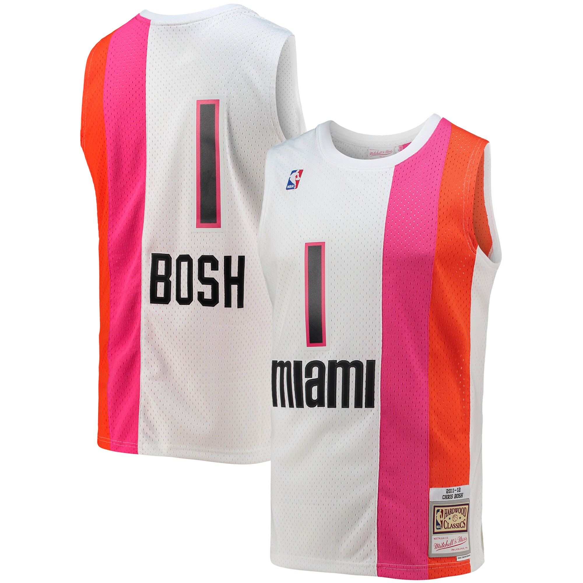 Men's Mitchell & Ness Chris Bosh White Miami Heat 2011-12 Hardwood Classics Swingman Jersey