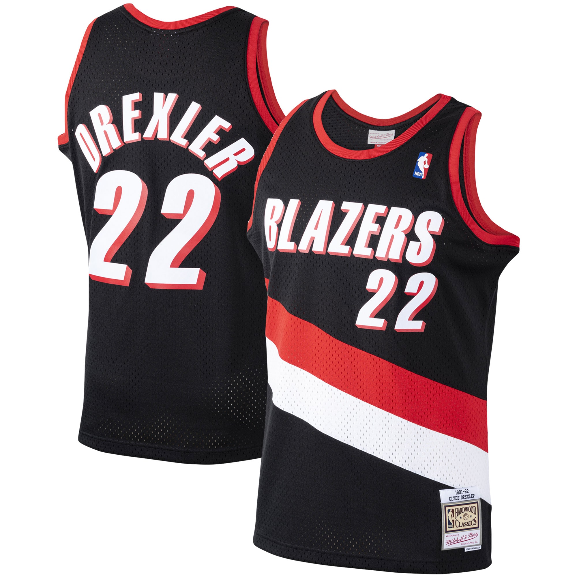 Men's Mitchell & Ness Clyde Drexler Black Portland Trail Blazers 1991-92 Hardwood Classics Swingman Jersey
