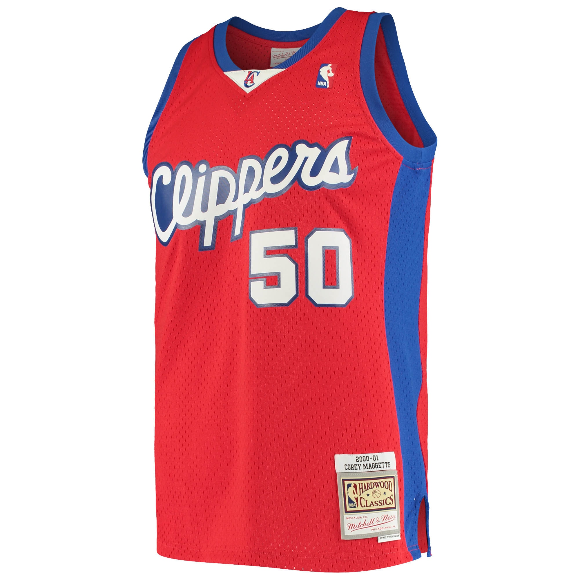 Alternative view of Men's Mitchell & Ness Corey Maggette Red LA Clippers 2004/05 Hardwood Classics Swingman Jersey - JS864 