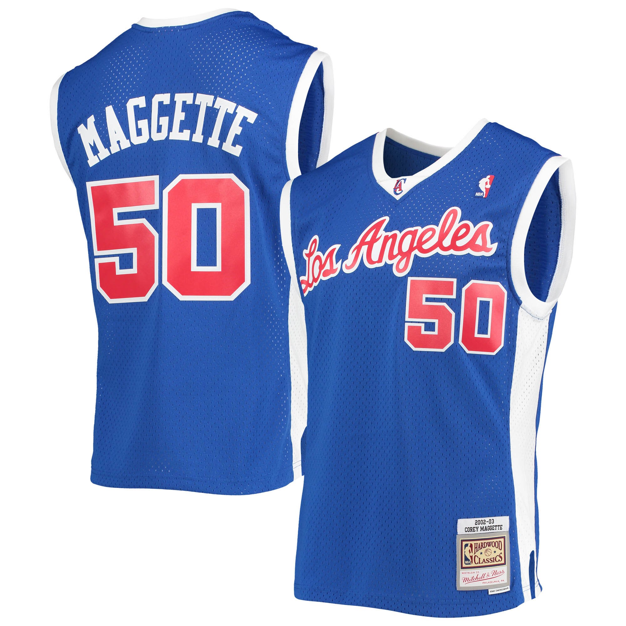 Men's Mitchell & Ness Corey Maggette Royal La Clippers 2002-03 Hardwood Classics Swingman Jersey