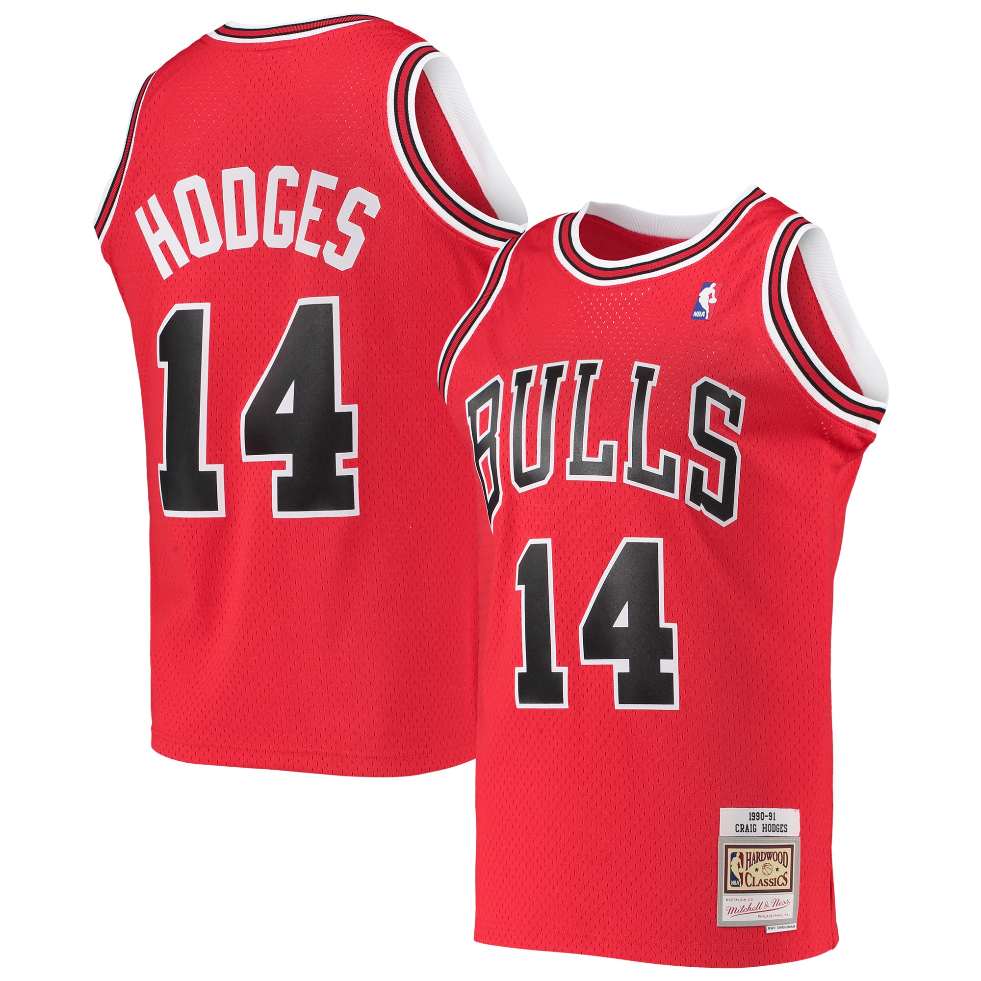 Men's Mitchell & Ness Craig Hodges Red Chicago Bulls 1991-92 Hardwood Classics Swingman Jersey