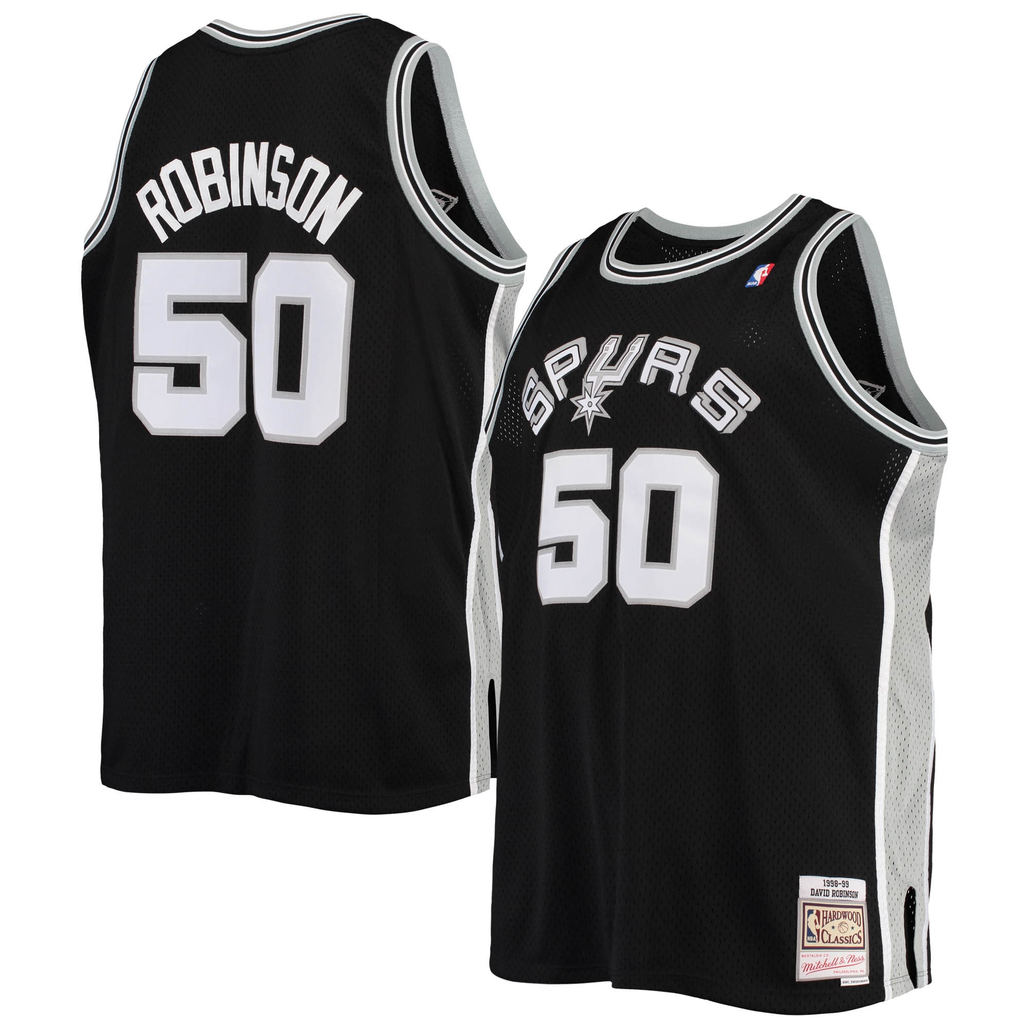 Men's Mitchell & Ness David Robinson Black San Antonio Spurs 1998/99 Big & Tall Hardwood Classics Swingman Jersey - JS135 