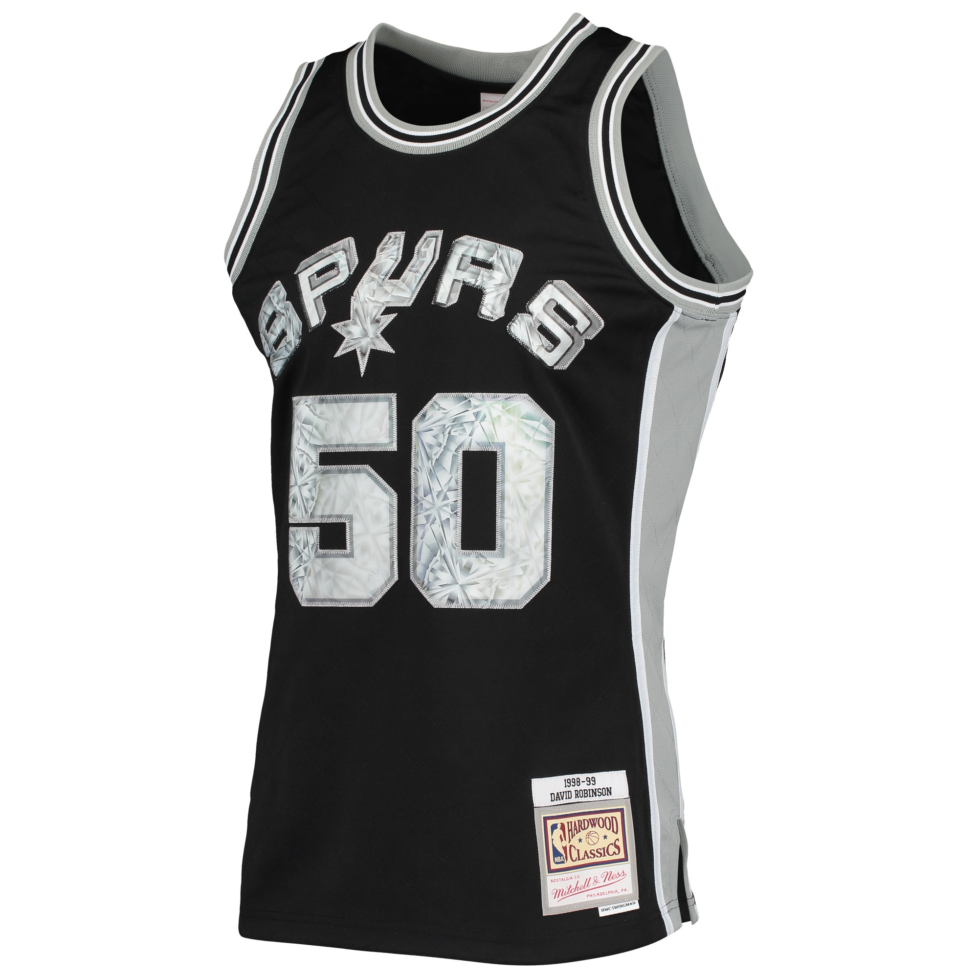 Alternative view of Men's Mitchell & Ness David Robinson Black San Antonio Spurs 1998/99 Hardwood Classics NBA 75th Anniversary Diamond Swingman Jersey - JS918 