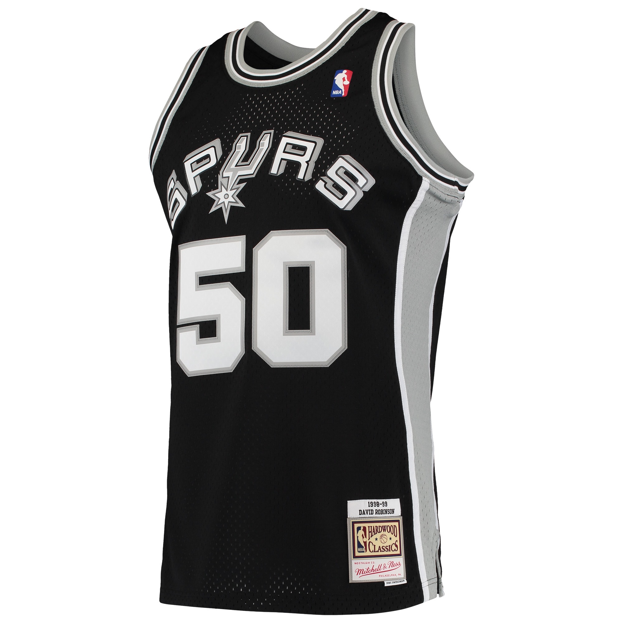 Alternative view of Men's Mitchell & Ness David Robinson Black San Antonio Spurs Hardwood Classics 1998-99 Swingman Jersey - JS250 