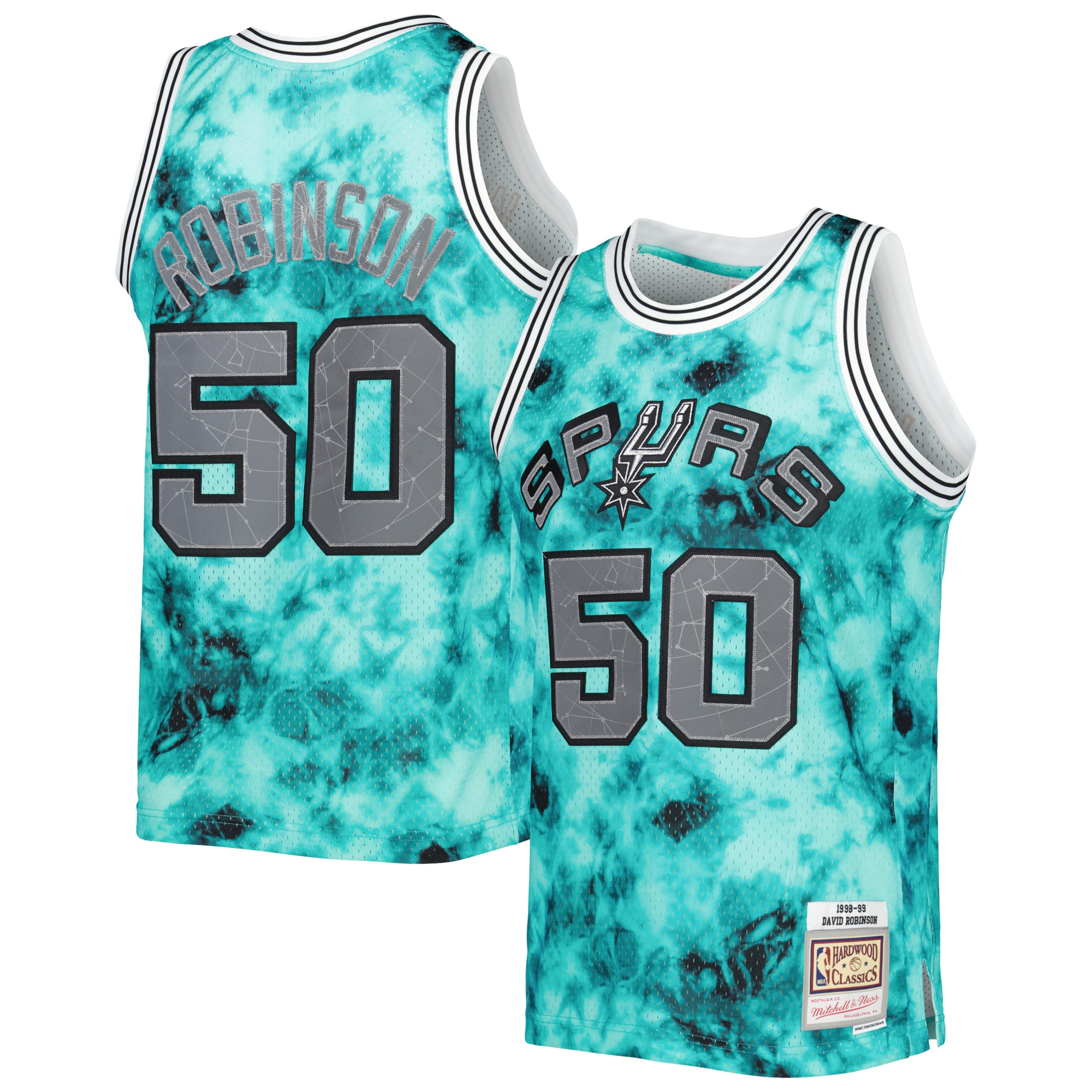 Men's Mitchell & Ness David Robinson Teal San Antonio Spurs 1998/99 Galaxy Swingman Jersey - JS370 