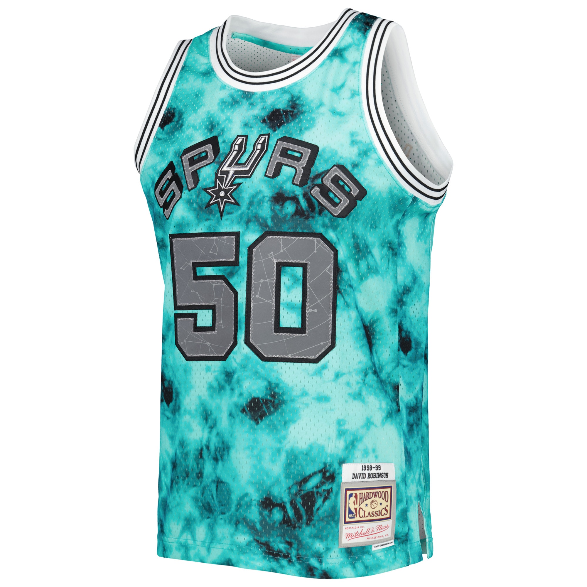Alternative view of Men's Mitchell & Ness David Robinson Teal San Antonio Spurs 1998/99 Galaxy Swingman Jersey - JS370 