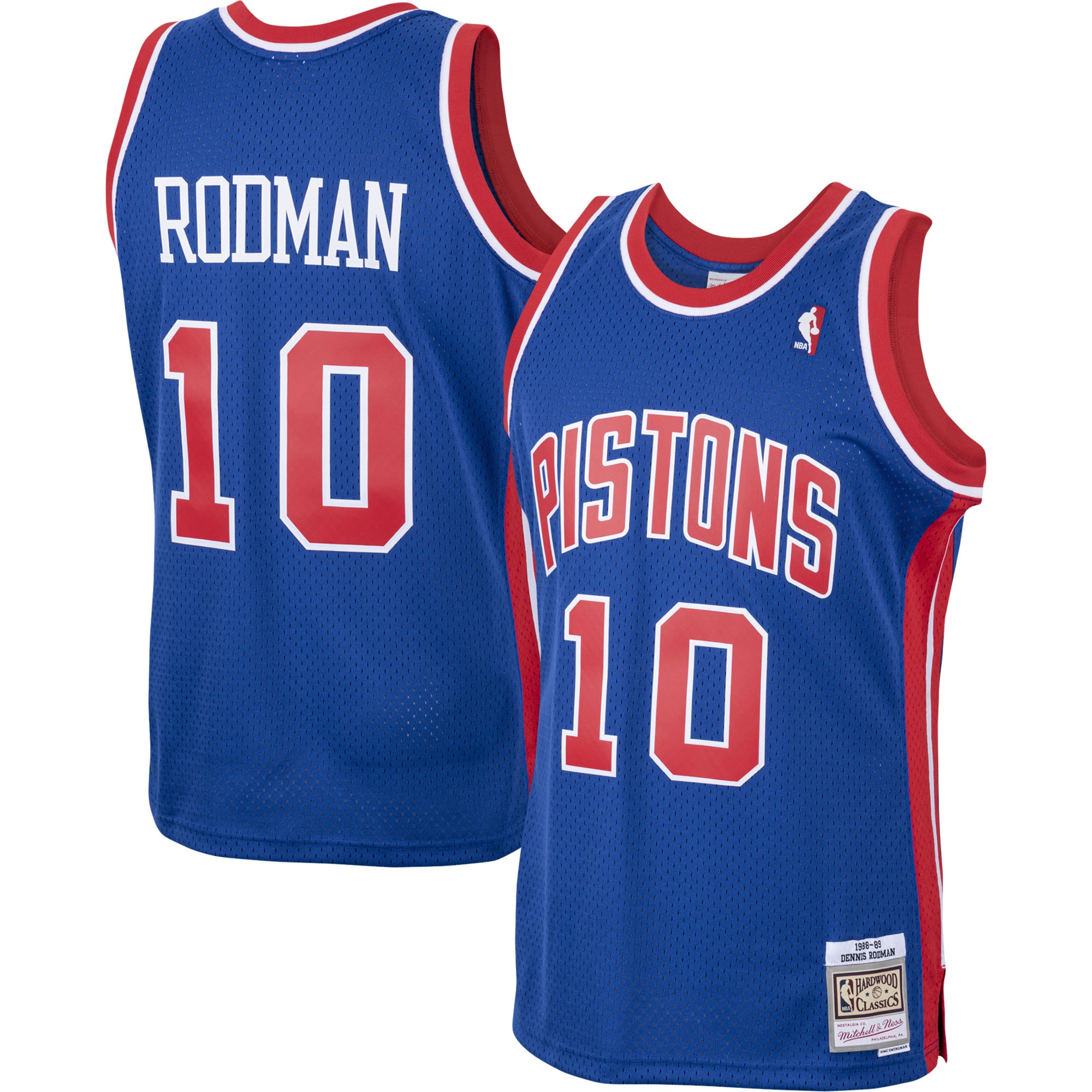 Men's Mitchell & Ness Dennis Rodman Royal Detroit Pistons 1988-89 Hardwood Classics Swingman Jersey