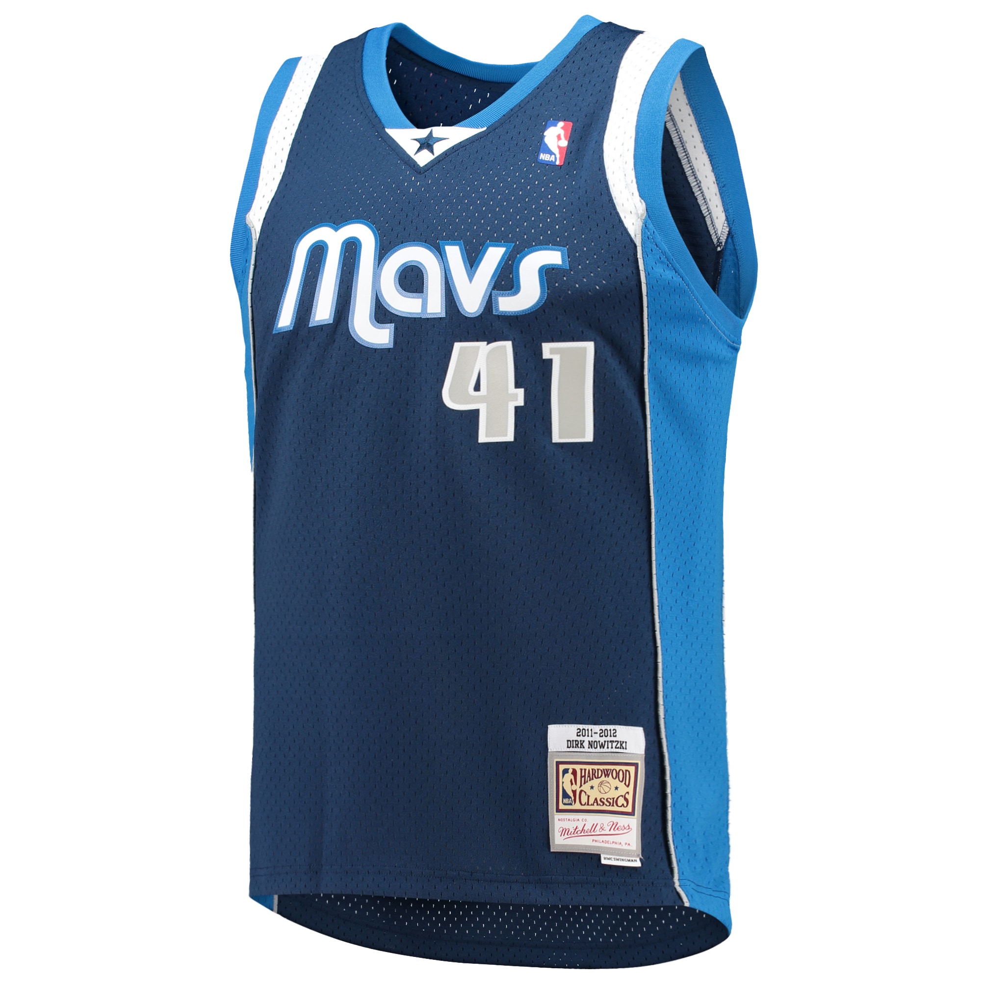 Alternative view of Men's Mitchell & Ness Dirk Nowitzki Navy Dallas Mavericks 2011/12 Hardwood Classics Swingman Jersey - JS132 