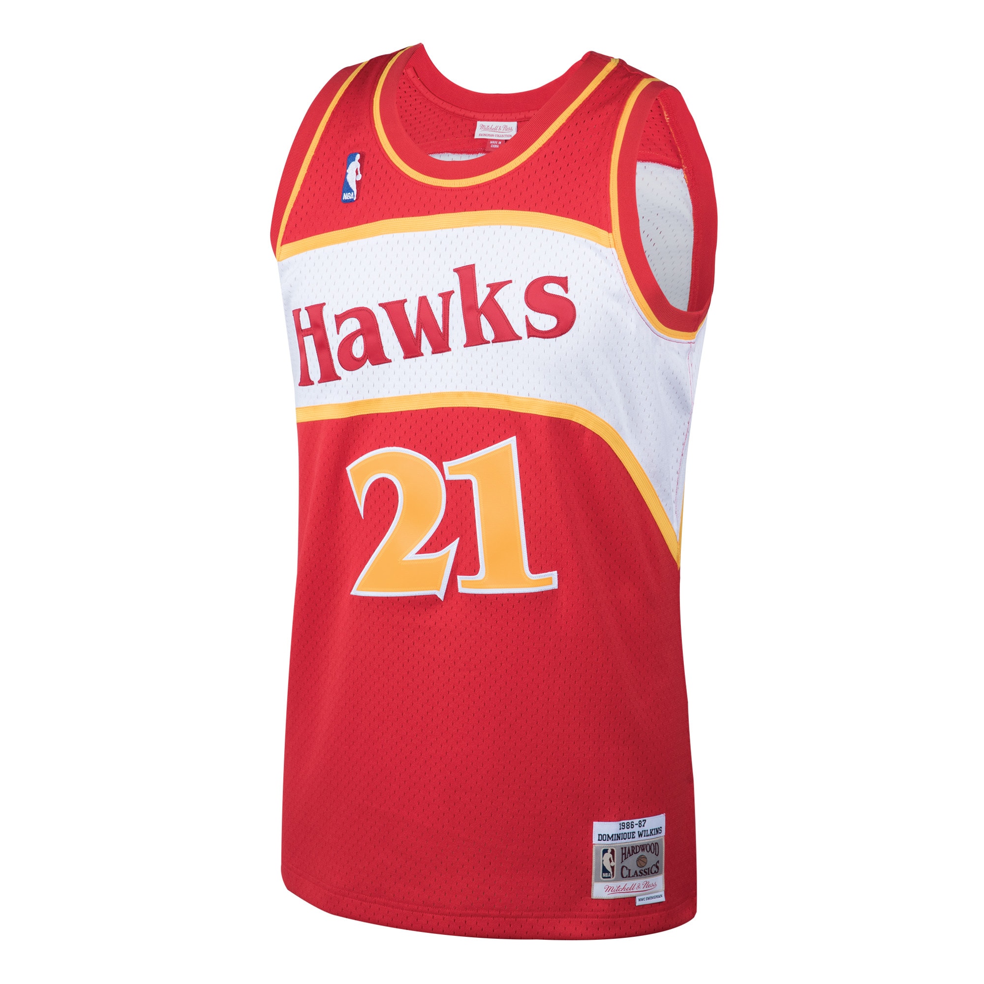 Alternative view of Men's Mitchell & Ness Dominique Wilkins Red Atlanta Hawks 1986-87 Hardwood Classics Swingman Jersey - JS644 