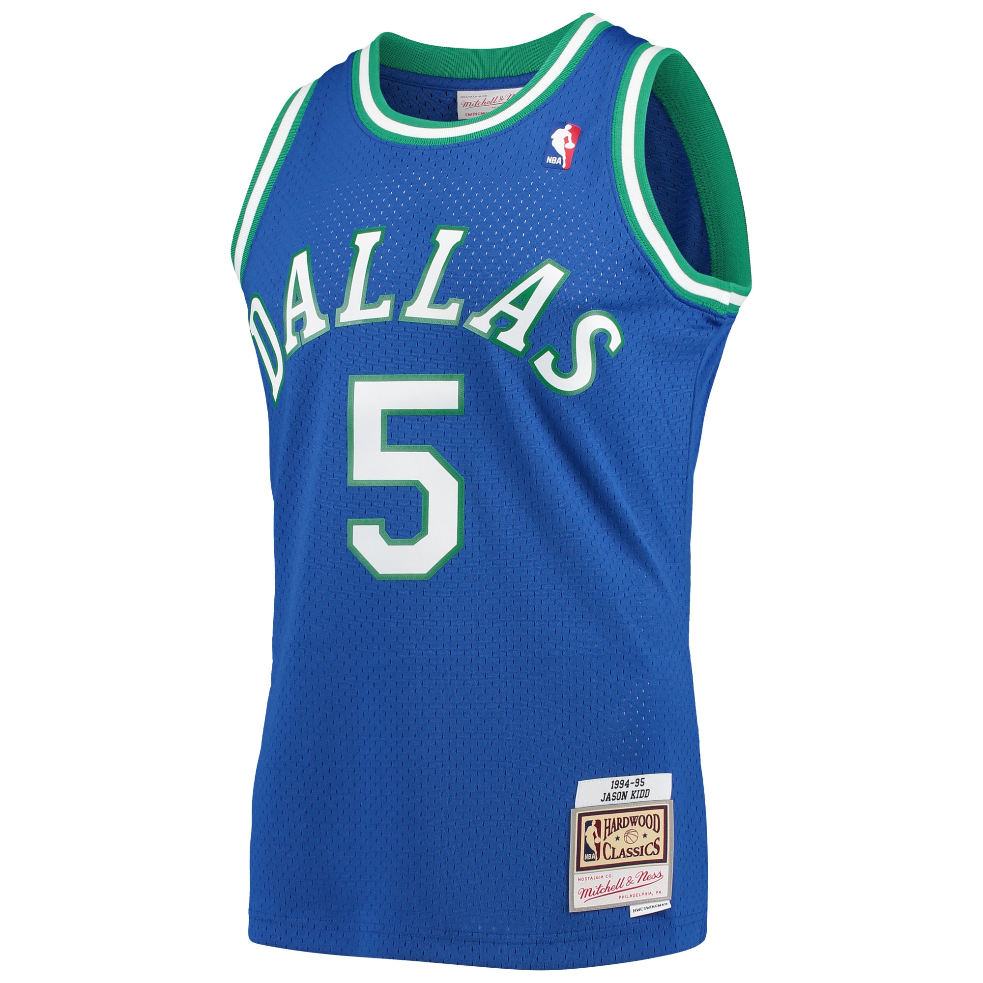 Alternative view of Men's Mitchell & Ness Jason Kidd Blue Dallas Mavericks 1994-95 Hardwood Classics Swingman Player Jersey - JS147 
