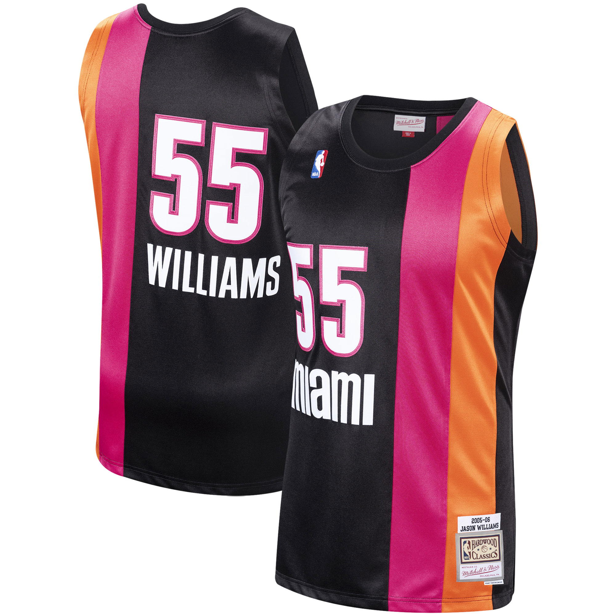 Men's Mitchell & Ness Jason Williams Black Miami Heat 2005-06 Hardwood Classics Swingman Jersey - JS525 