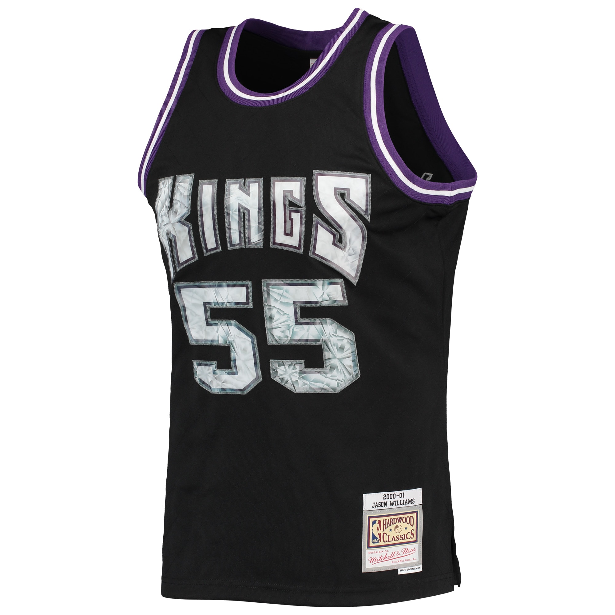 Alternative view of Men's Mitchell & Ness Jason Williams Black Sacramento Kings 2000/01 Hardwood Classics NBA 75th Anniversary Diamond Swingman Jersey - JS150 