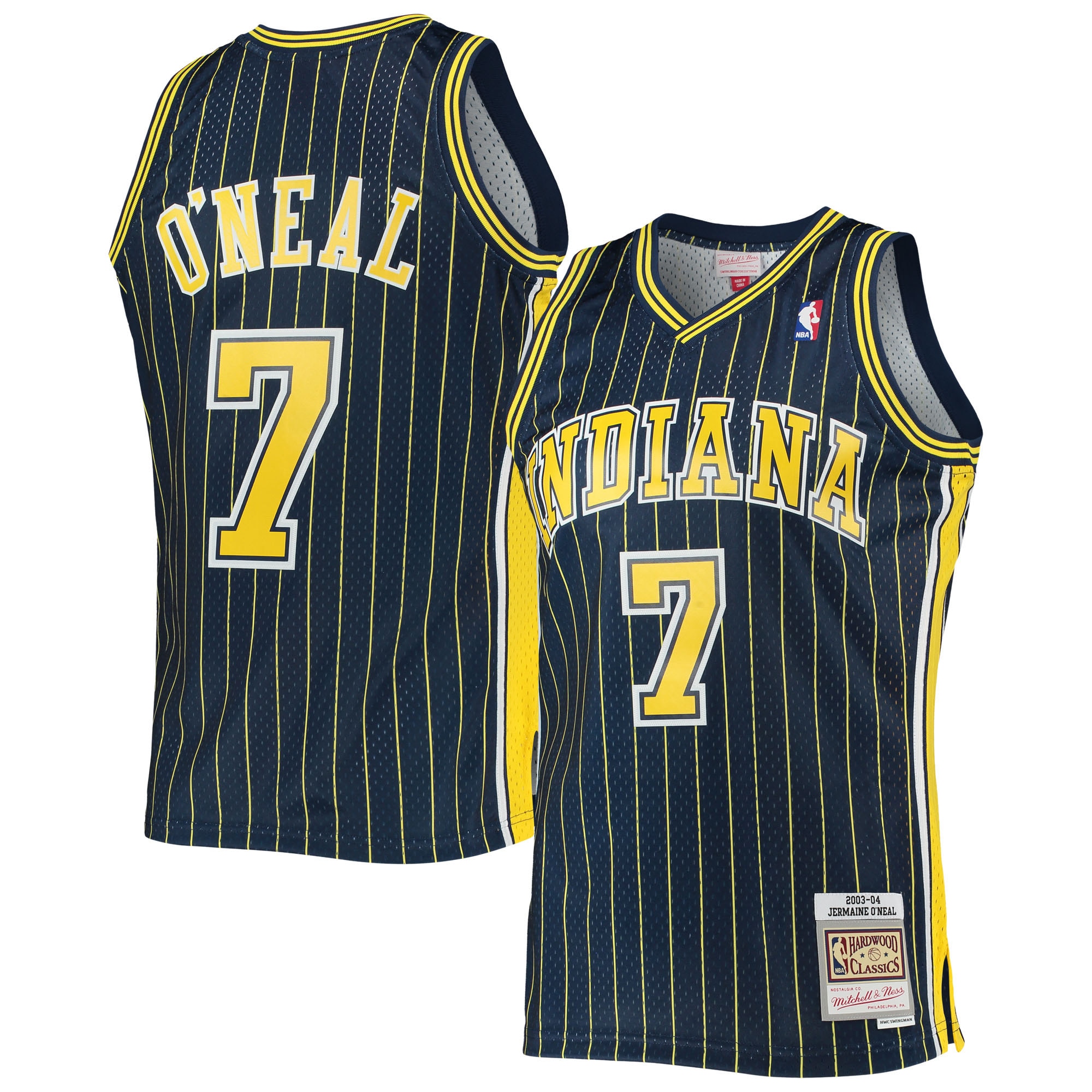Men's Mitchell & Ness Jermaine O'neal Navy Indiana Pacers 2003-04 Hardwood Classics Swingman Jersey