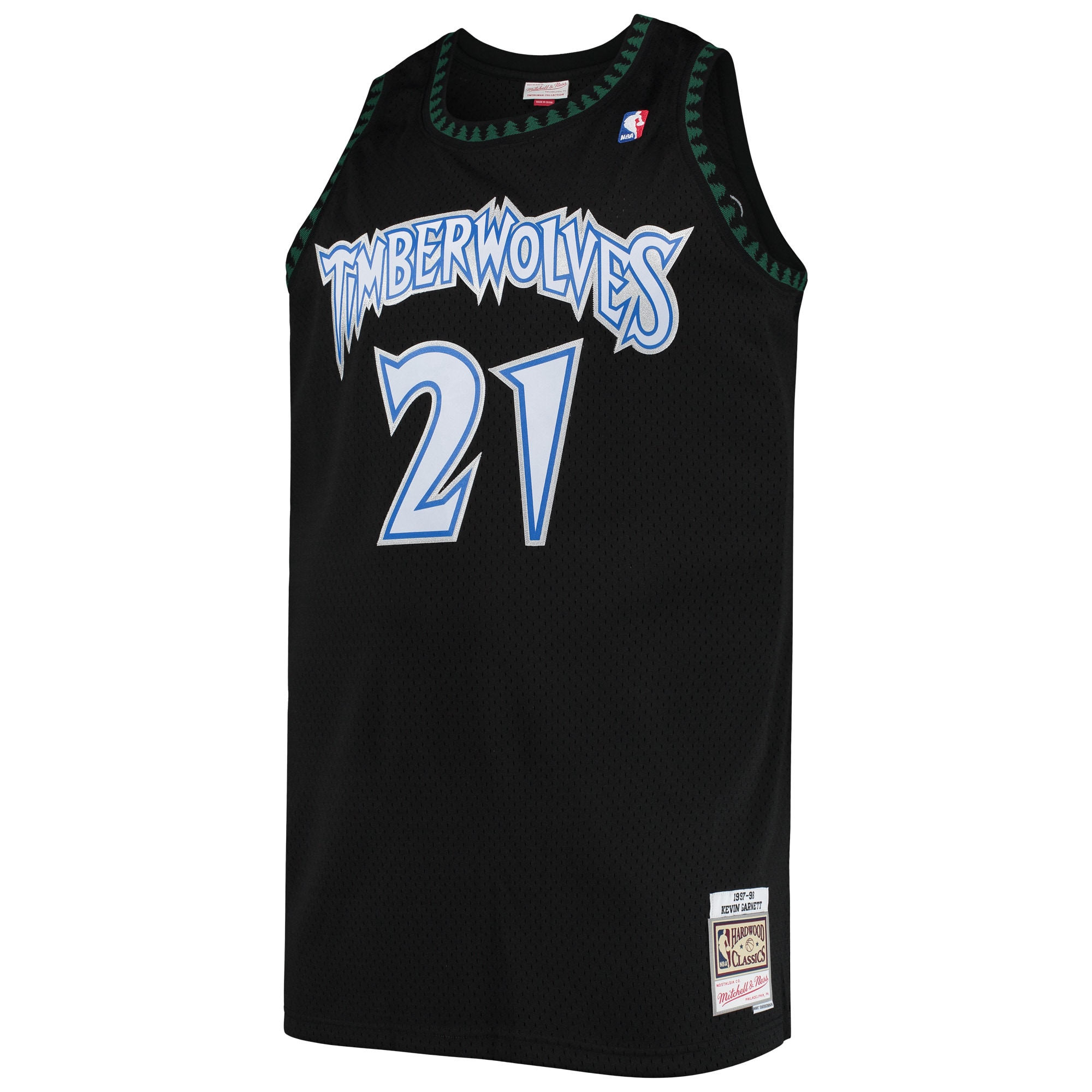 Alternative view of Men's Mitchell & Ness Kevin Garnett Black Minnesota Timberwolves 1997/98 Big & Tall Hardwood Classics Swingman Jersey - JS951 