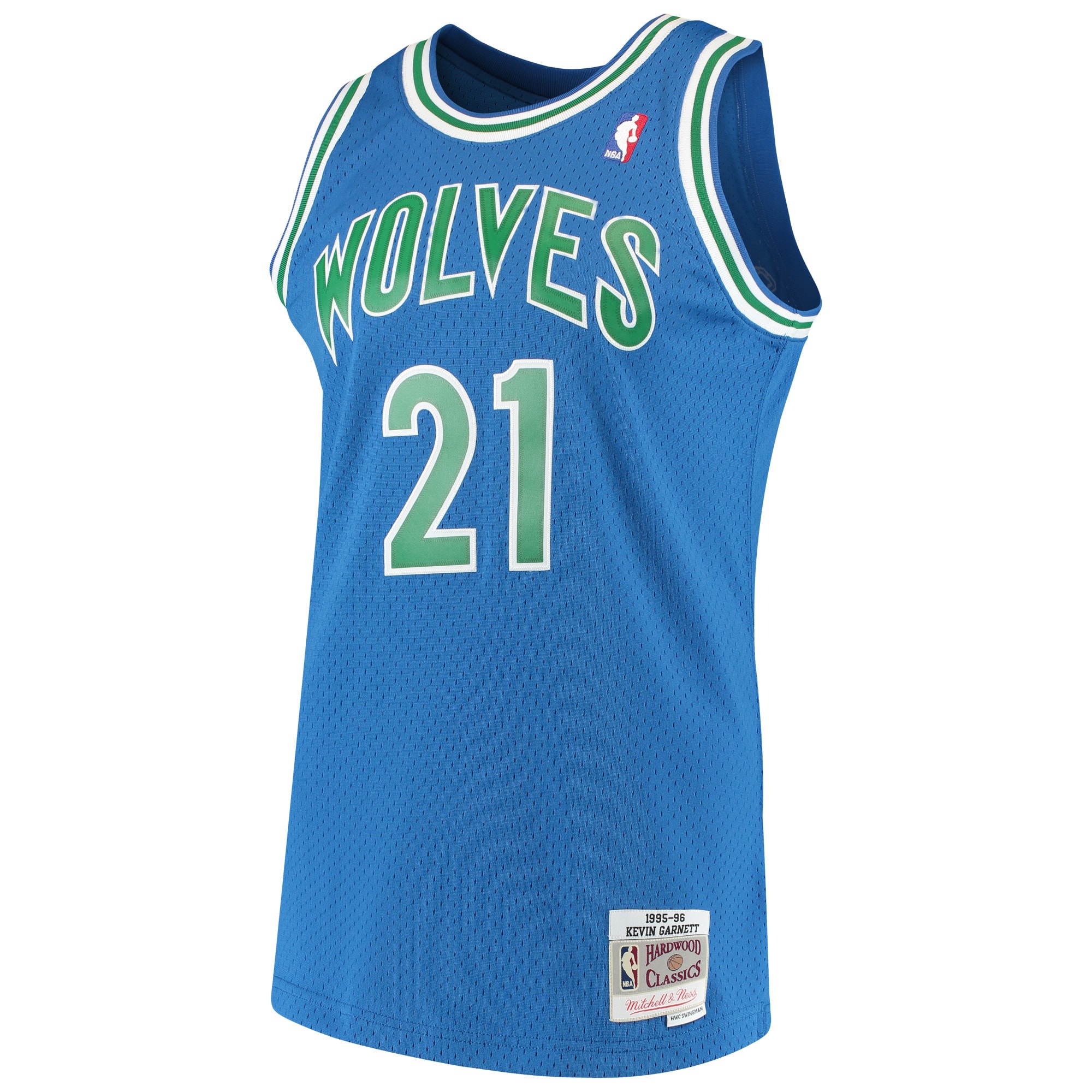 Alternative view of Men's Mitchell & Ness Kevin Garnett Blue Minnesota Timberwolves 1995-96 Hardwood Classics Swingman Jersey - JS464 