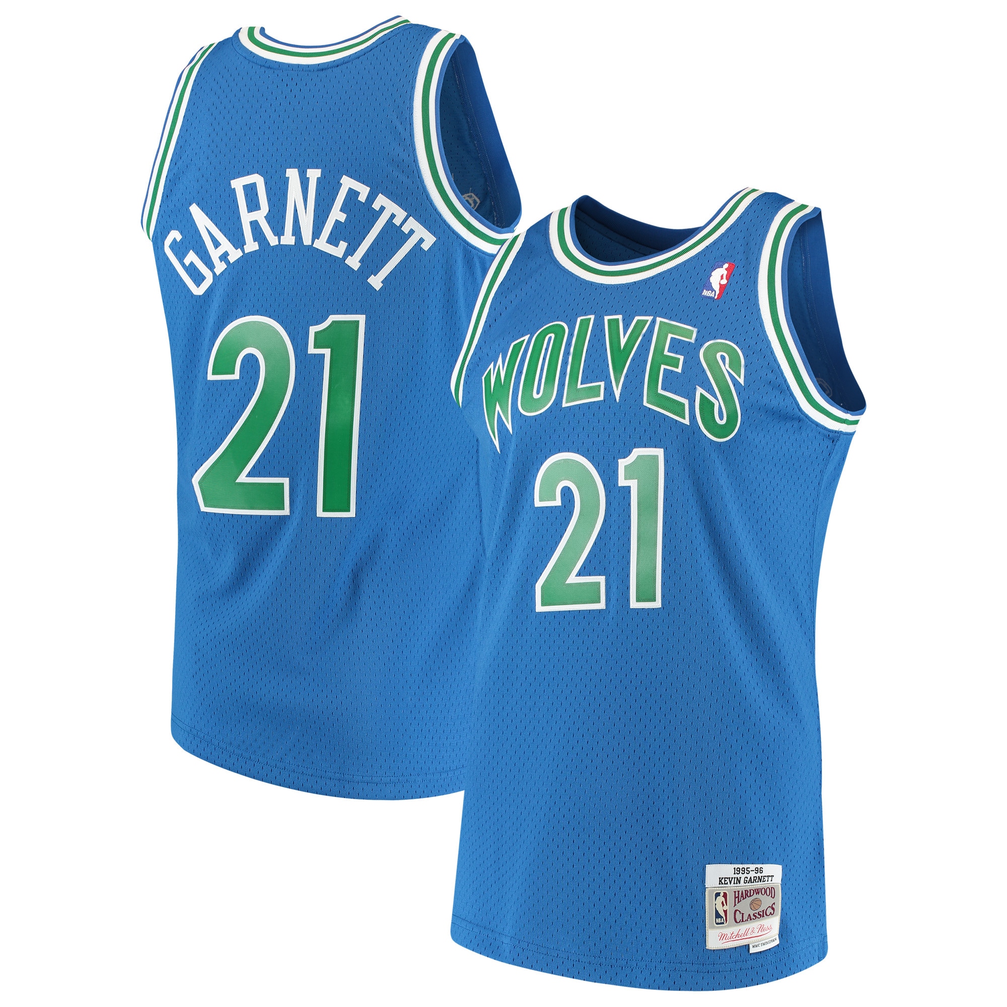Men's Mitchell & Ness Kevin Garnett Blue Minnesota Timberwolves 1995-96 Hardwood Classics Swingman Jersey - JS464 