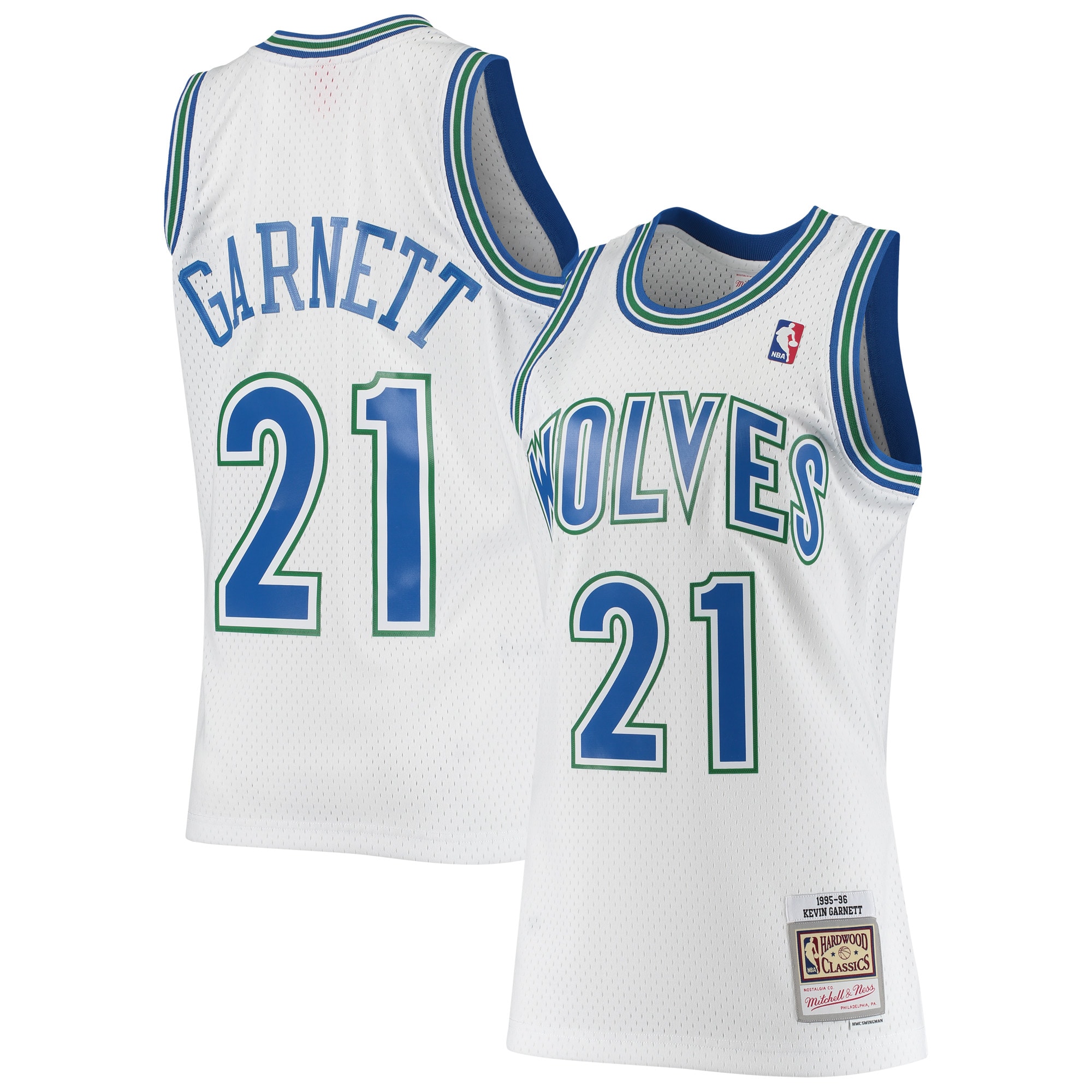 Men's Mitchell & Ness Kevin Garnett White Minnesota Timberwolves 1995/96 Hardwood Classics Swingman Jersey - Statement Edition - JS130 