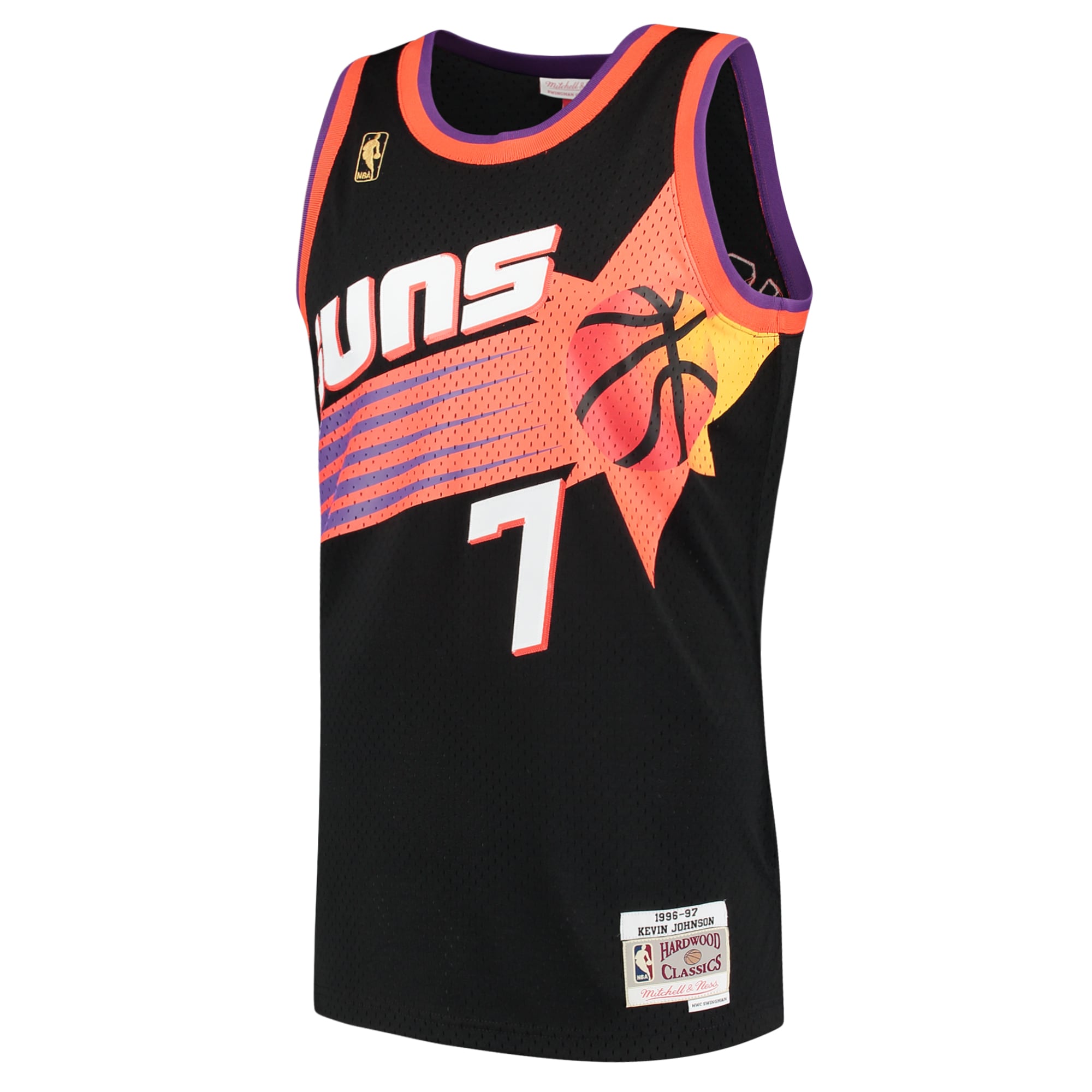 Alternative view of Men's Mitchell & Ness Kevin Johnson Black Phoenix Suns 1996-97 Hardwood Classics Swingman Jersey - JS200 