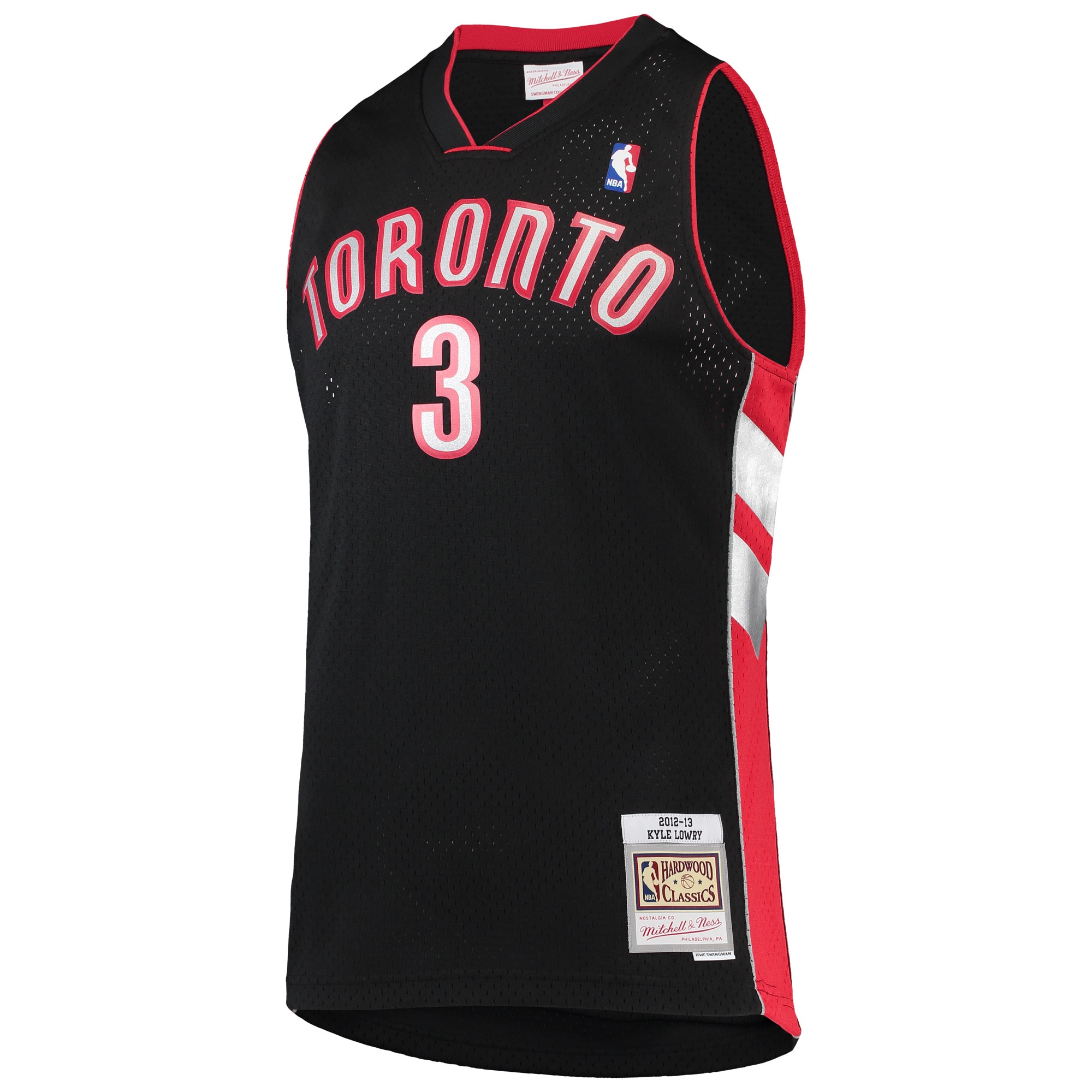 Alternative view of Men's Mitchell & Ness Kyle Lowry Black Toronto Raptors Hardwood Classics Swingman Jersey - JS871 