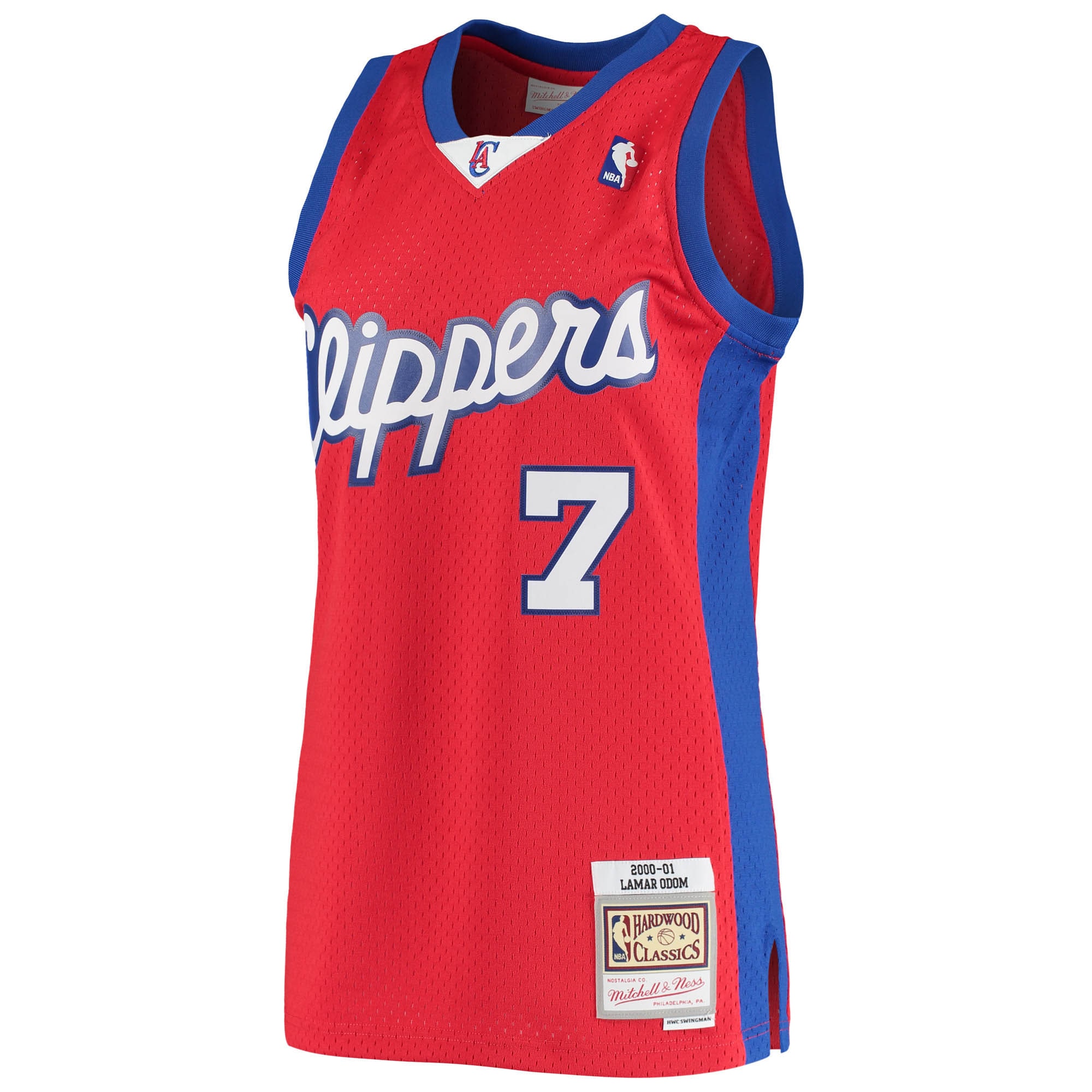 Alternative view of Men's Mitchell & Ness Lamar Odom Red LA Clippers 2000/01 Hardwood Classics Swingman Jersey - Statement Edition - JS672 
