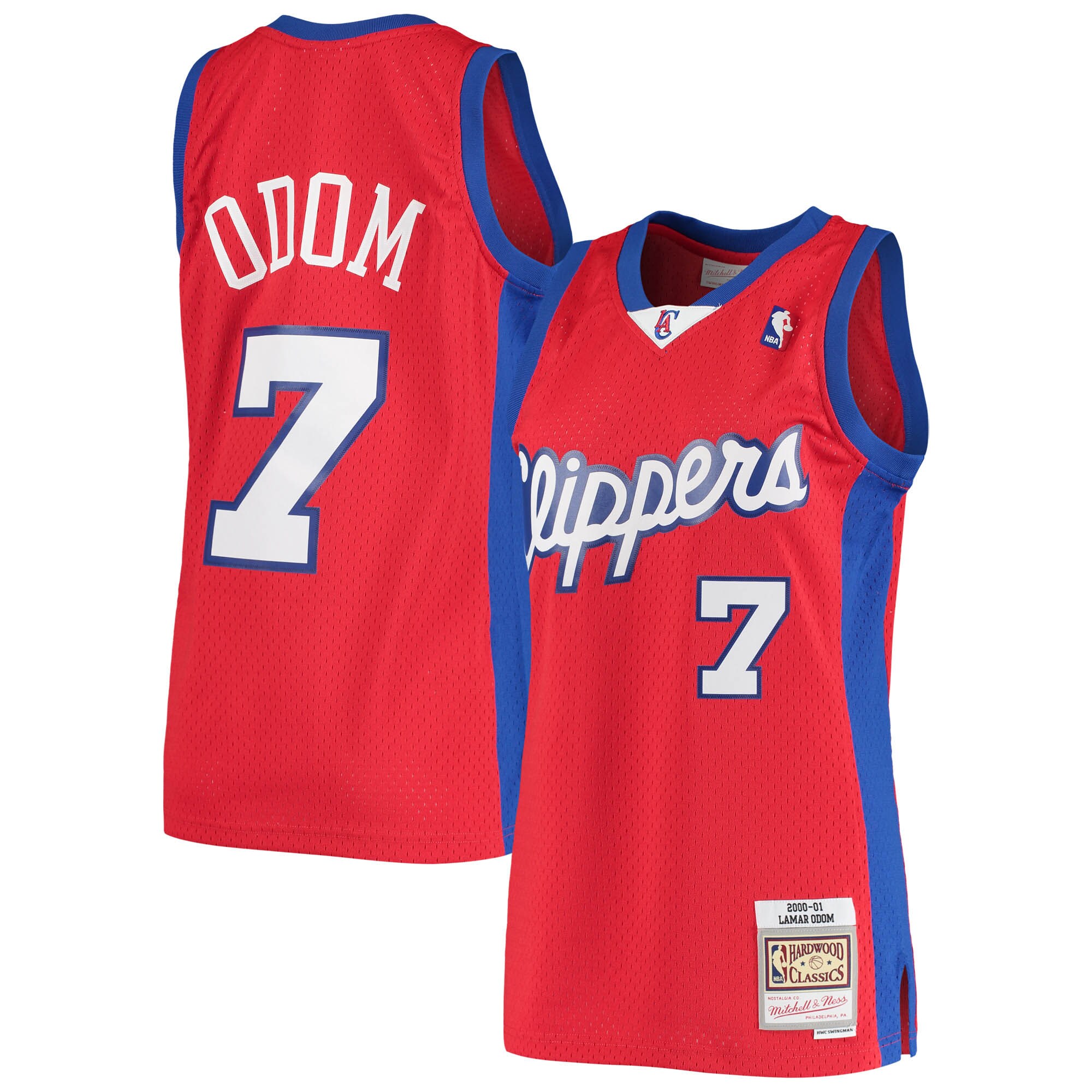 Men's Mitchell & Ness Lamar Odom Red La Clippers 2000/01 Hardwood Classics Swingman Jersey - Statement Edition