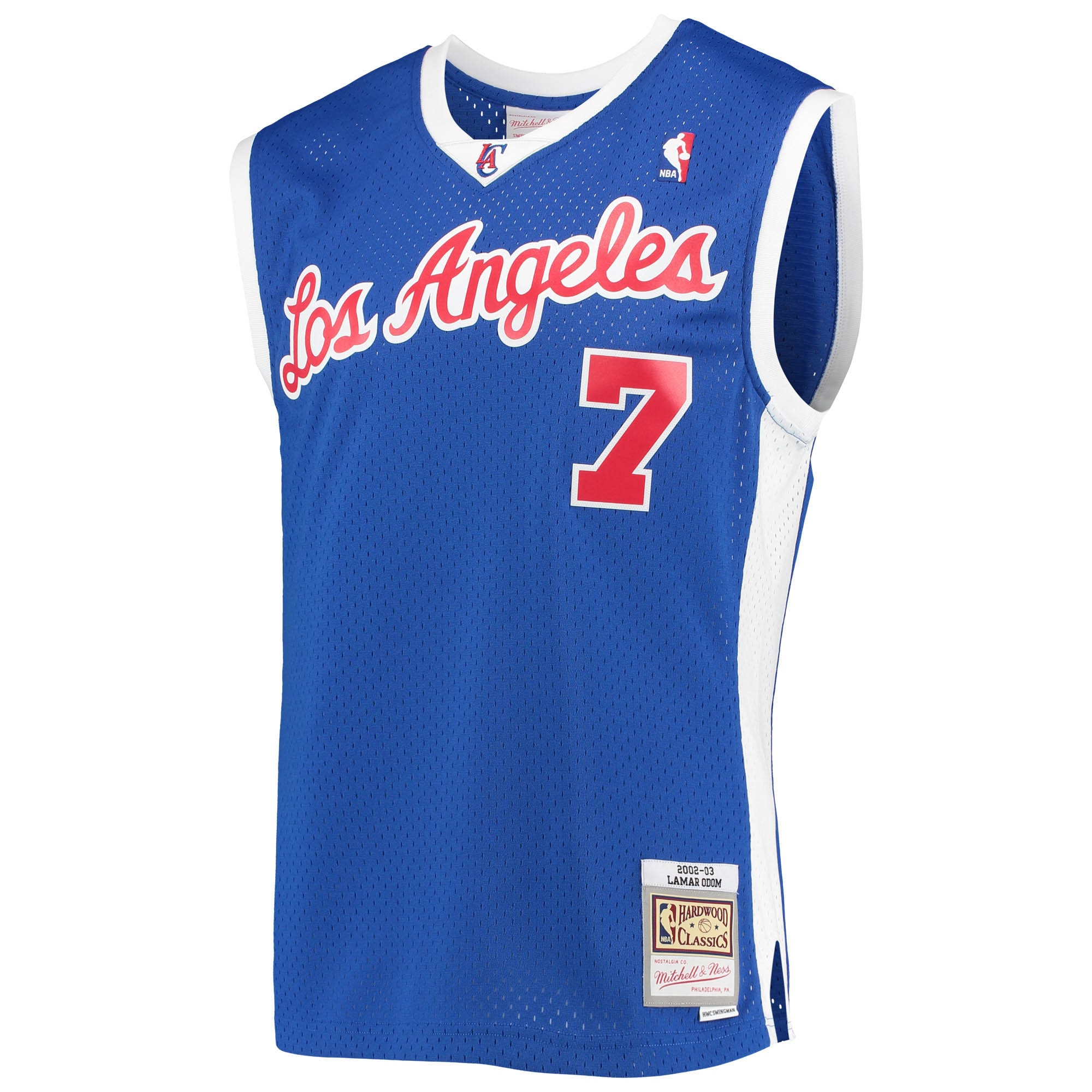 Alternative view of Men's Mitchell & Ness Lamar Odom Royal LA Clippers 2002-03 Hardwood Classics Swingman Jersey - JS934 