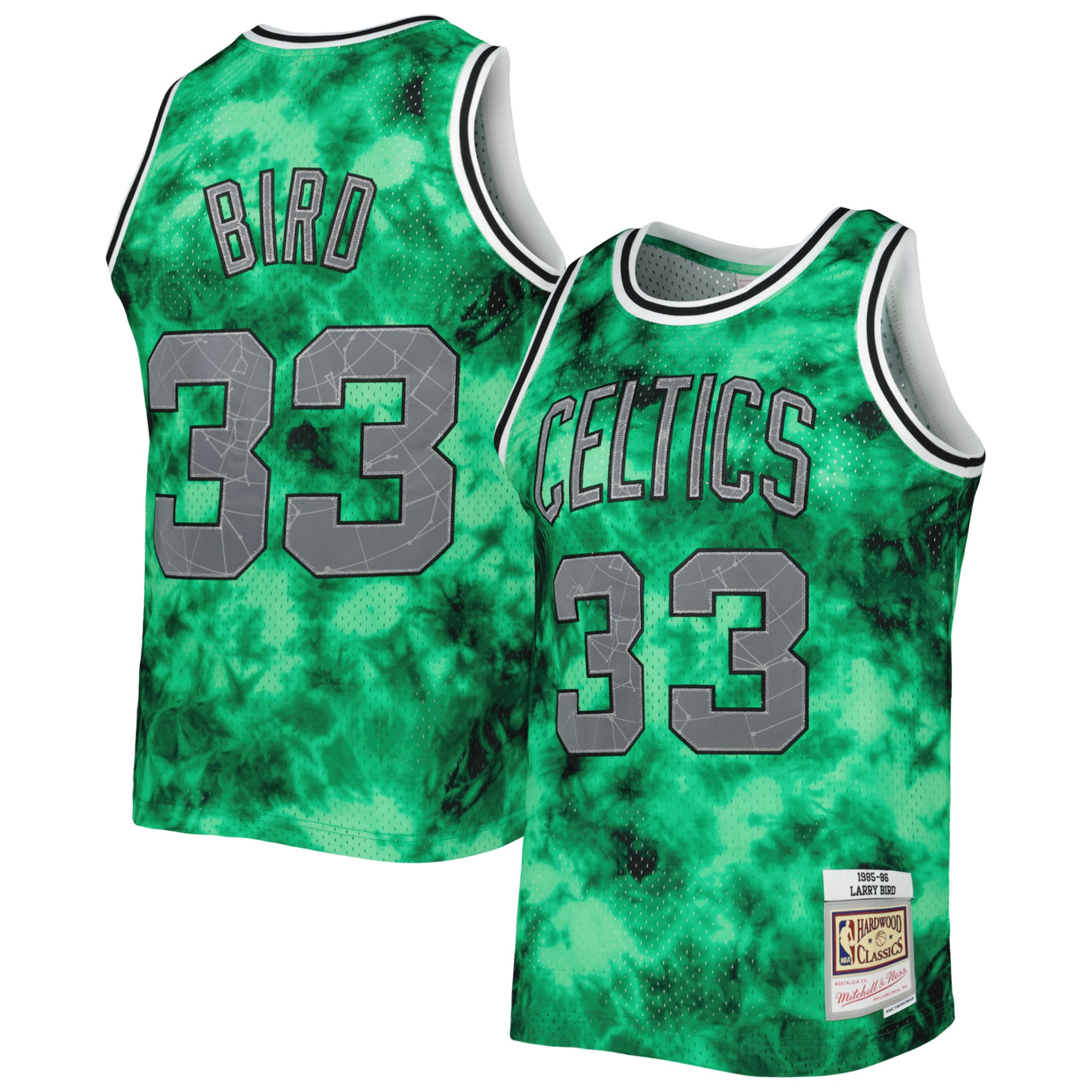 Men's Mitchell & Ness Larry Bird Kelly Green Boston Celtics 1985/86 Galaxy Swingman Jersey - JS778