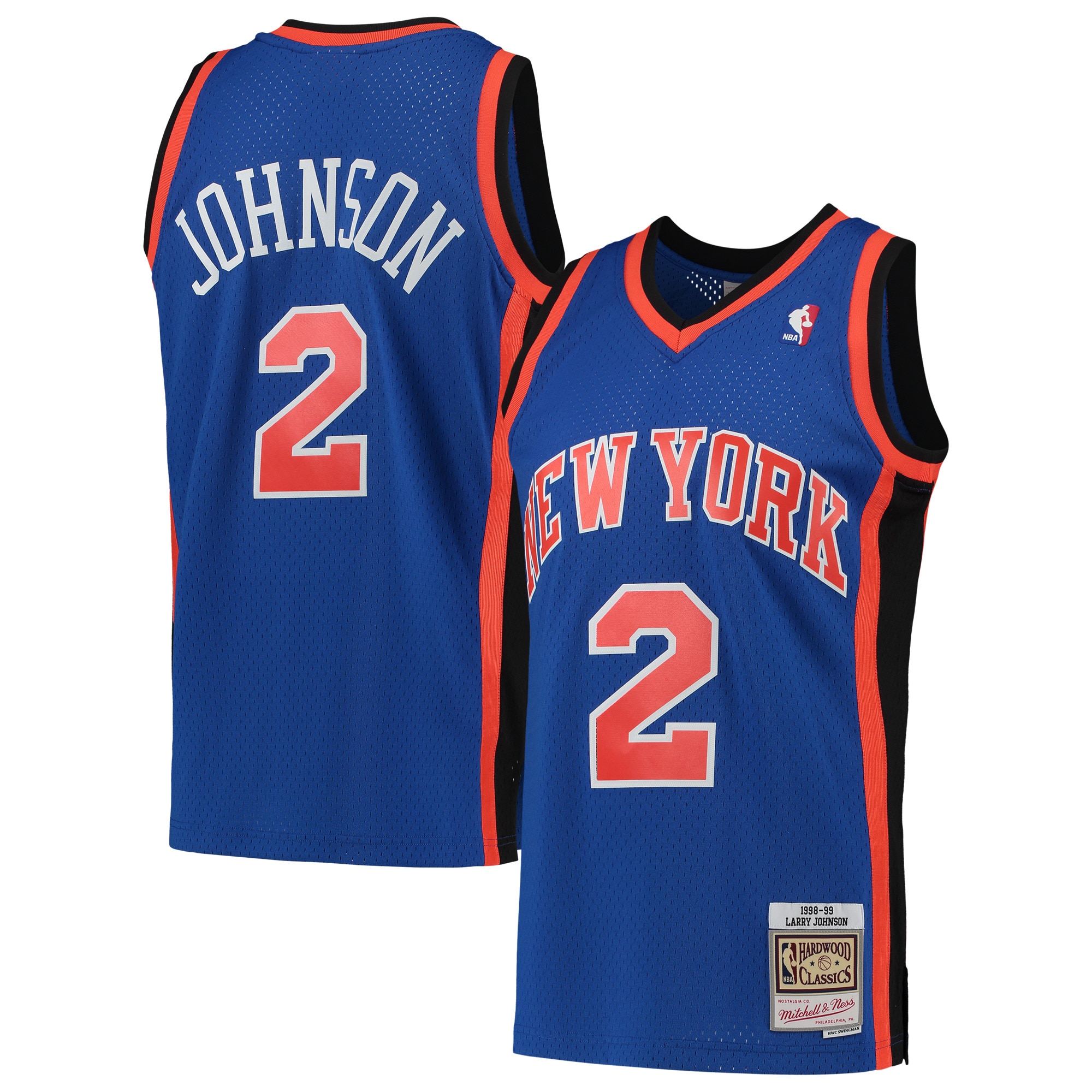 Men's Mitchell & Ness Larry Johnson Blue New York Knicks Hardwood Classics 1998-99 Swingman Jersey - JS395 