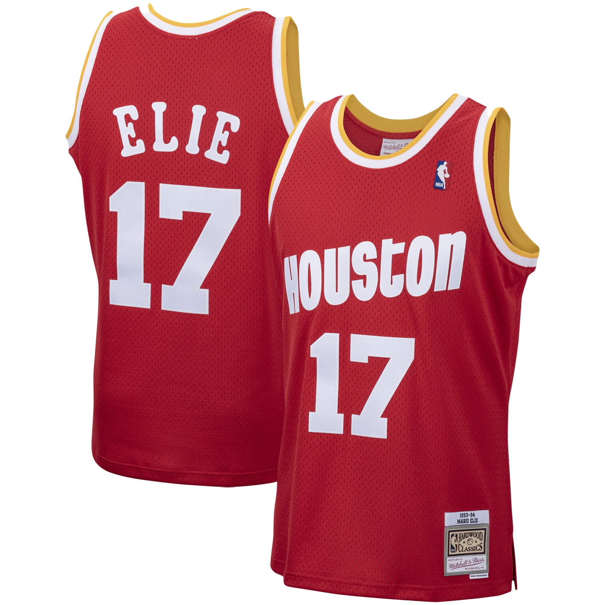 Men's Mitchell & Ness Mario Elie Red Houston Rockets 1993-94 Hardwood Classics Swingman Jersey - JS918 