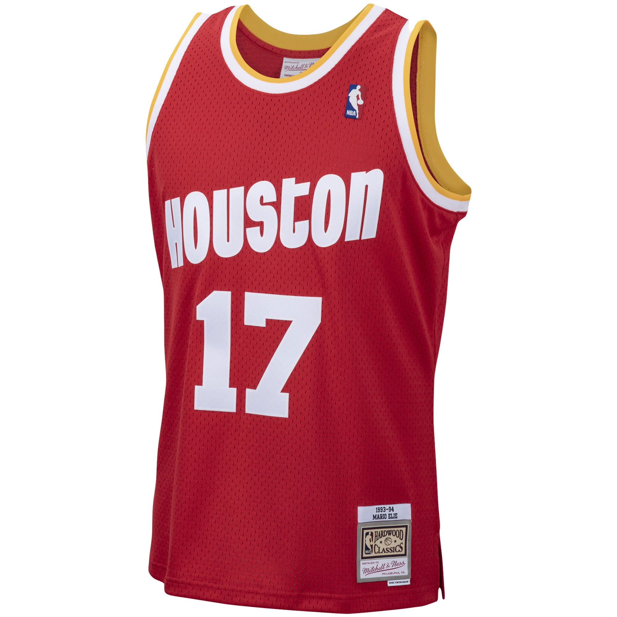 Alternative view of Men's Mitchell & Ness Mario Elie Red Houston Rockets 1993-94 Hardwood Classics Swingman Jersey - JS918 