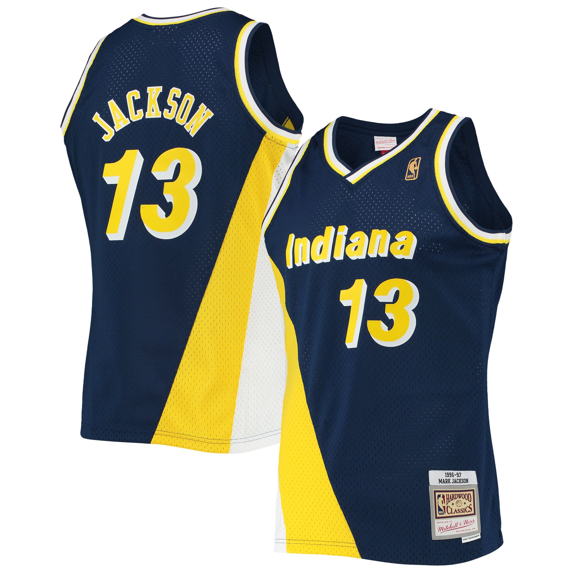 Men's Mitchell & Ness Mark Jackson Navy Indiana Pacers 1996-97 Hardwood Classics Swingman Jersey