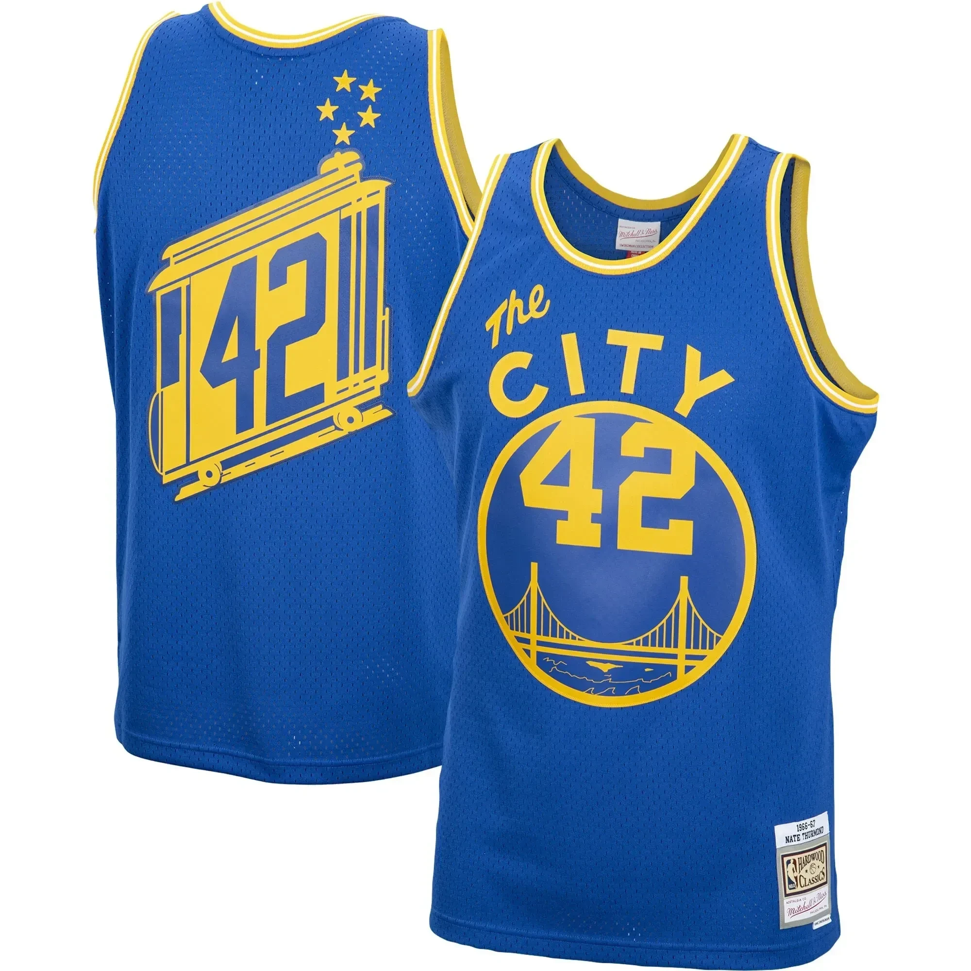 Men's Mitchell & Ness Nate Thurmond Royal Golden State Warriors 1966-67 Hardwood Classics Swingman Jersey - JS357 