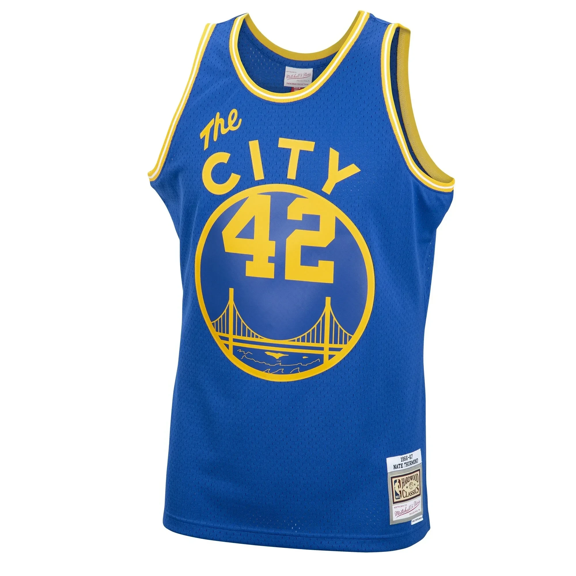 Alternative view of Men's Mitchell & Ness Nate Thurmond Royal Golden State Warriors 1966-67 Hardwood Classics Swingman Jersey - JS357 