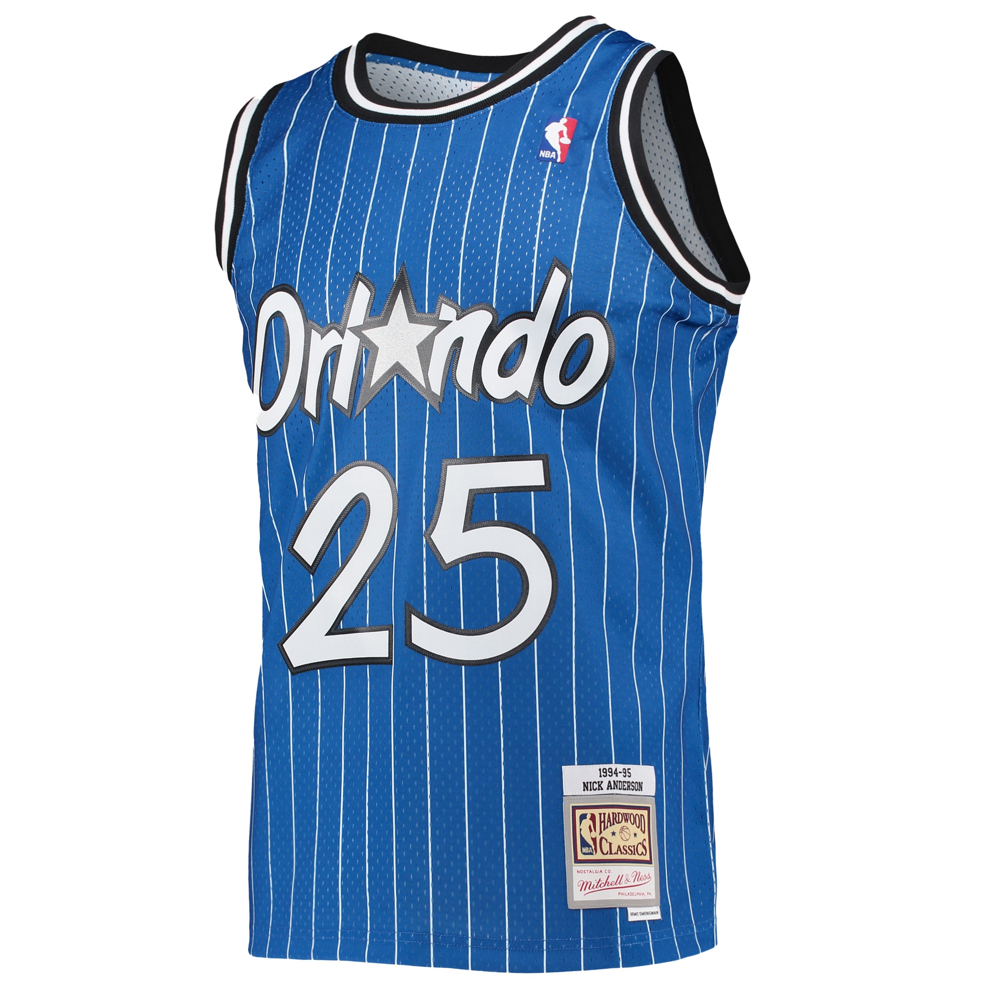 Alternative view of Men's Mitchell & Ness Nick Anderson Blue Orlando Magic 1994/95 Hardwood Classics Swingman Jersey - JS419 
