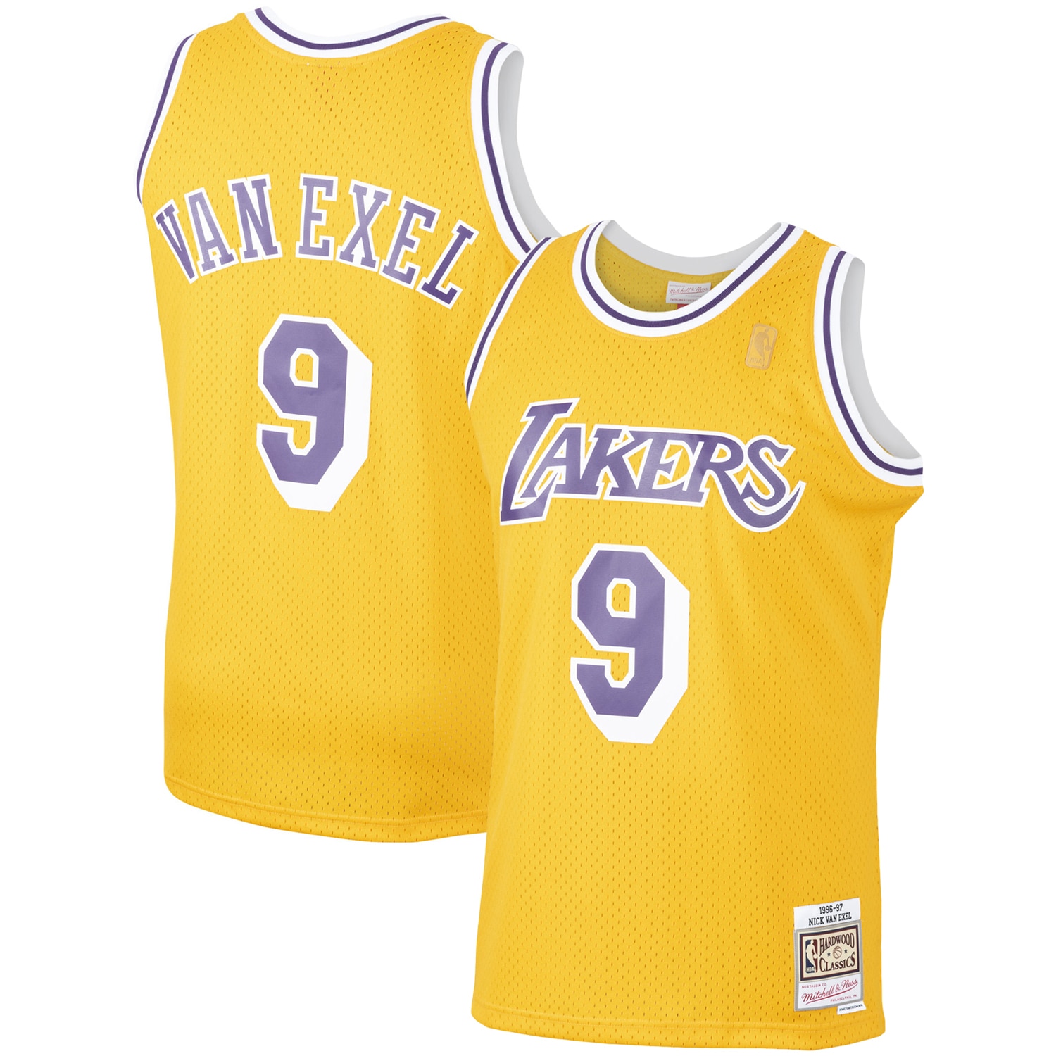 Men's Mitchell & Ness Nick Van Exel Gold Los Angeles Lakers 1996-97 Hardwood Classics Swingman Player Jersey