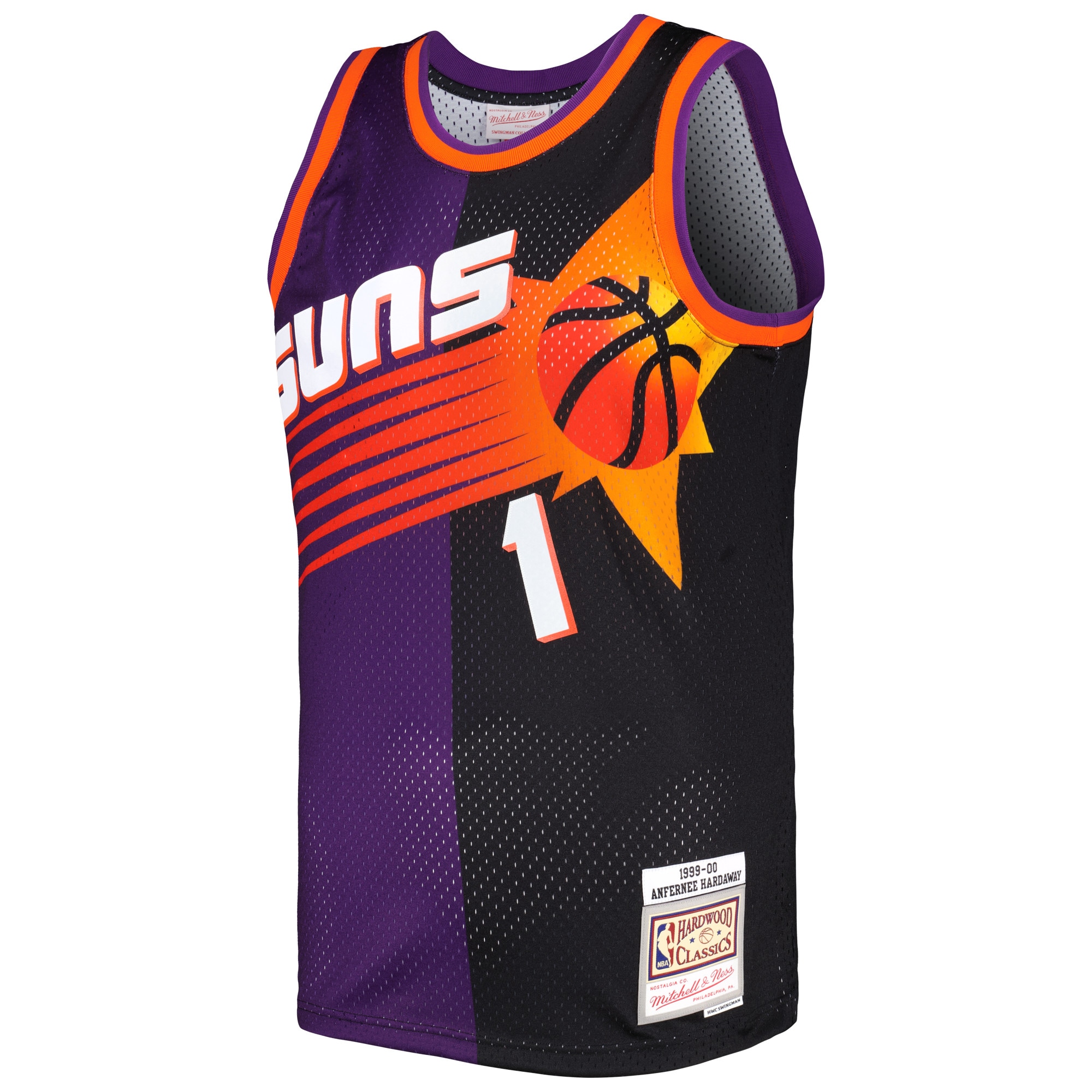 Alternative view of Men's Mitchell & Ness Penny Hardaway Purple/Black Phoenix Suns Hardwood Classics 1999/00 Split Swingman Jersey - JS791 