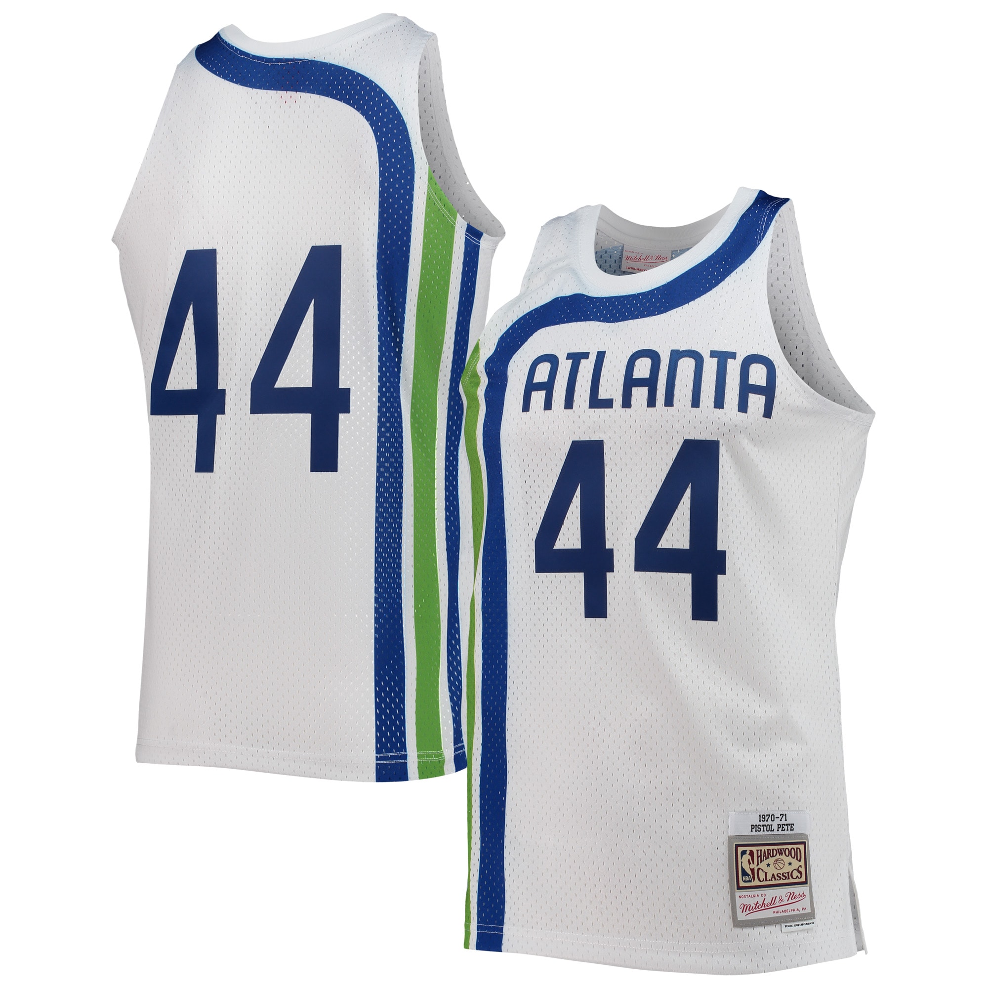 Men's Mitchell & Ness Pete Maravich White Atlanta Hawks 1970/71 Hardwood Classics Swingman Jersey - JS533 