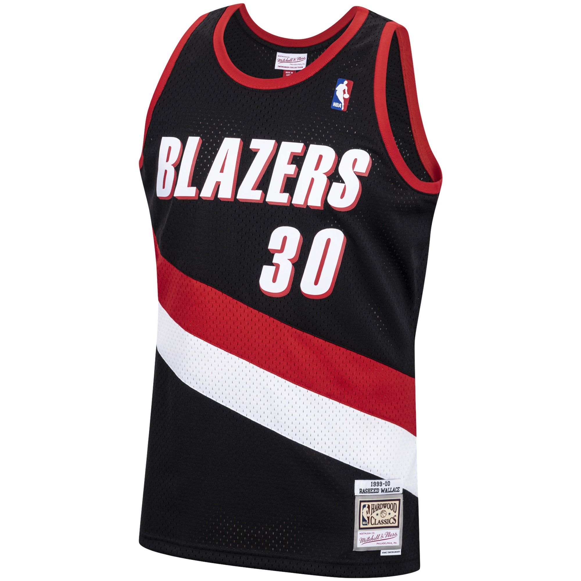 Alternative view of Men's Mitchell & Ness Rasheed Wallace Black Portland Trail Blazers 1999-00 Hardwood Classics Swingman Jersey - JS404 