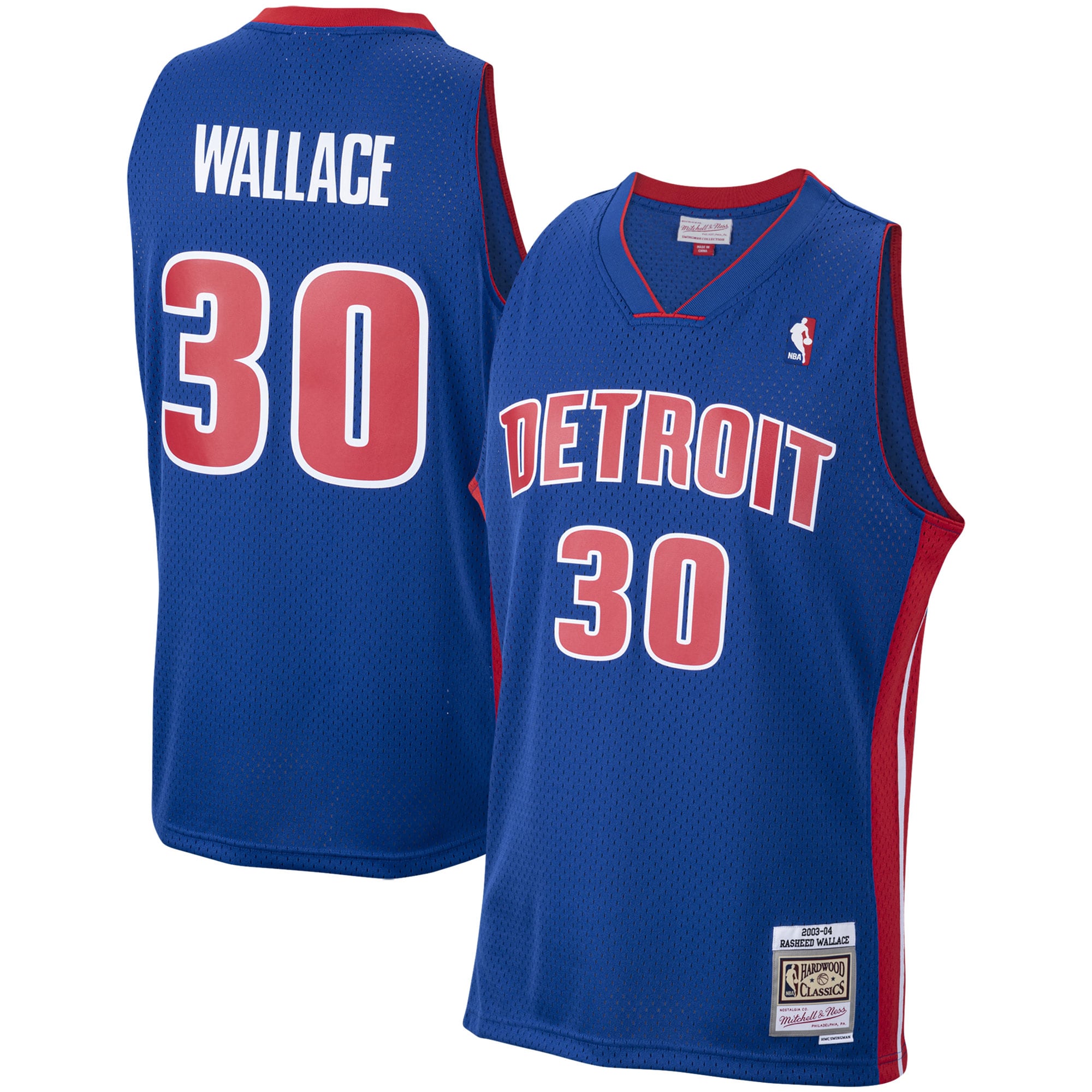 Men's Mitchell & Ness Rasheed Wallace Royal Detroit Pistons 2003-04 Hardwood Classics Swingman Jersey - JS683 