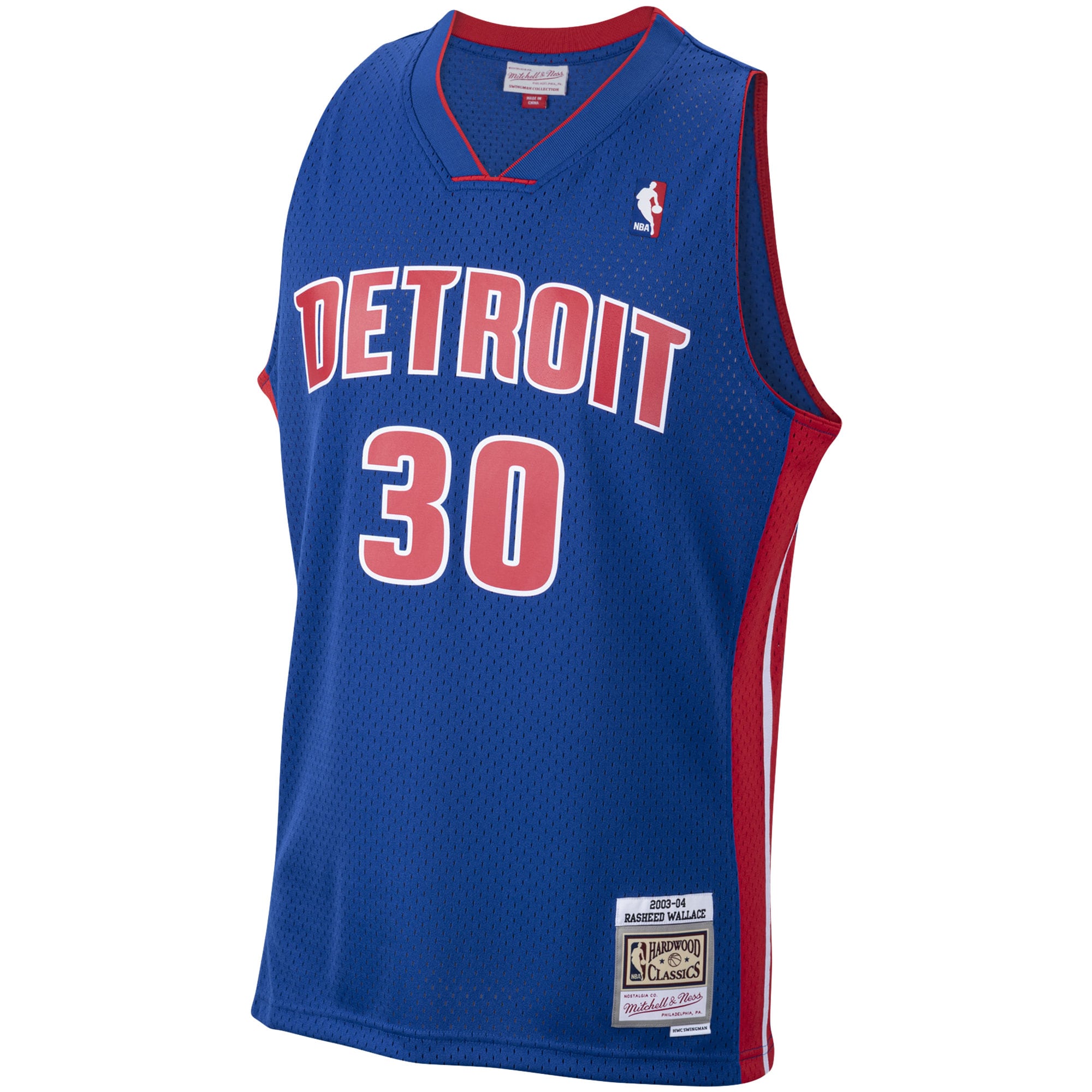Alternative view of Men's Mitchell & Ness Rasheed Wallace Royal Detroit Pistons 2003-04 Hardwood Classics Swingman Jersey - JS683 