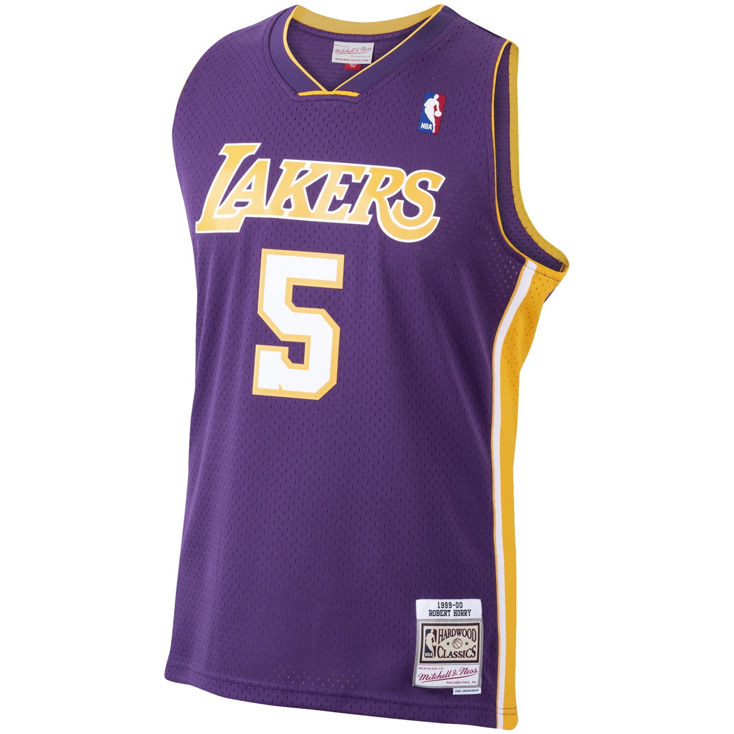 Alternative view of Men's Mitchell & Ness Robert Horry Purple Los Angeles Lakers 1999-2000 Hardwood Classics Swingman Player Jersey - JS900 
