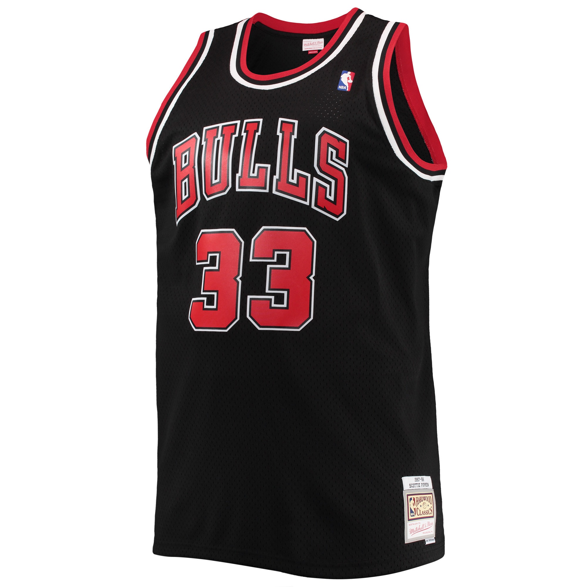 Alternative view of Men's Mitchell & Ness Scottie Pippen Black Chicago Bulls Big & Tall Hardwood Classics Swingman Jersey - JS814 