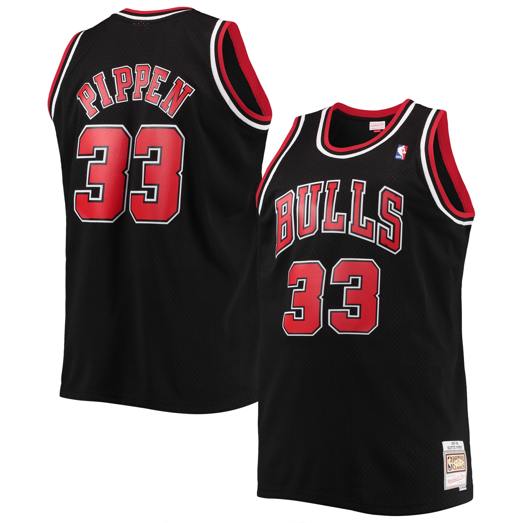 Men's Mitchell & Ness Scottie Pippen Black Chicago Bulls Big & Tall Hardwood Classics Swingman Jersey - JS814 