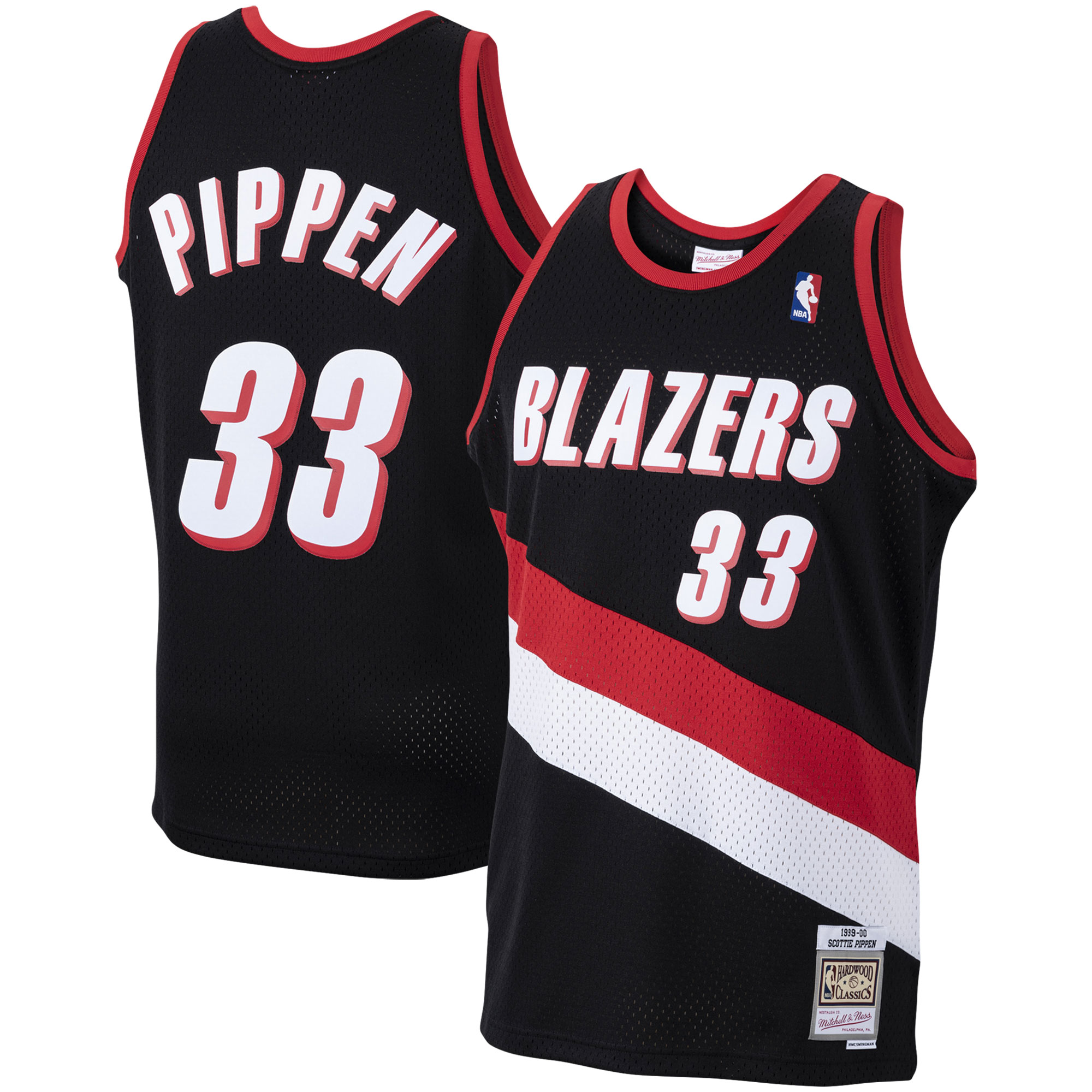 Men's Mitchell & Ness Scottie Pippen Black Portland Trail Blazers 1999-00 Hardwood Classics Swingman Jersey - JS728 